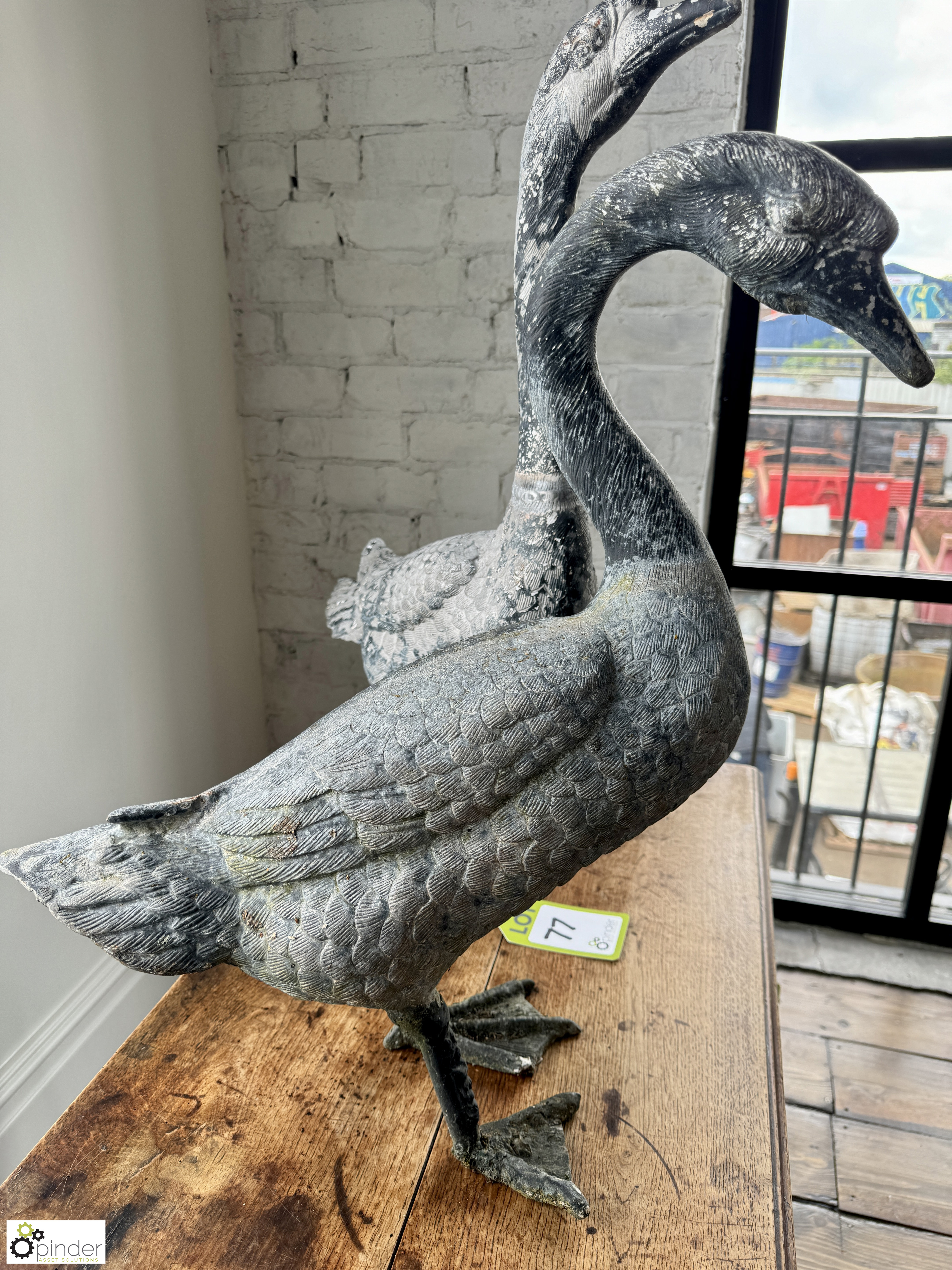 Pair antique Geese, 710mm and 600mm tall - Image 3 of 7