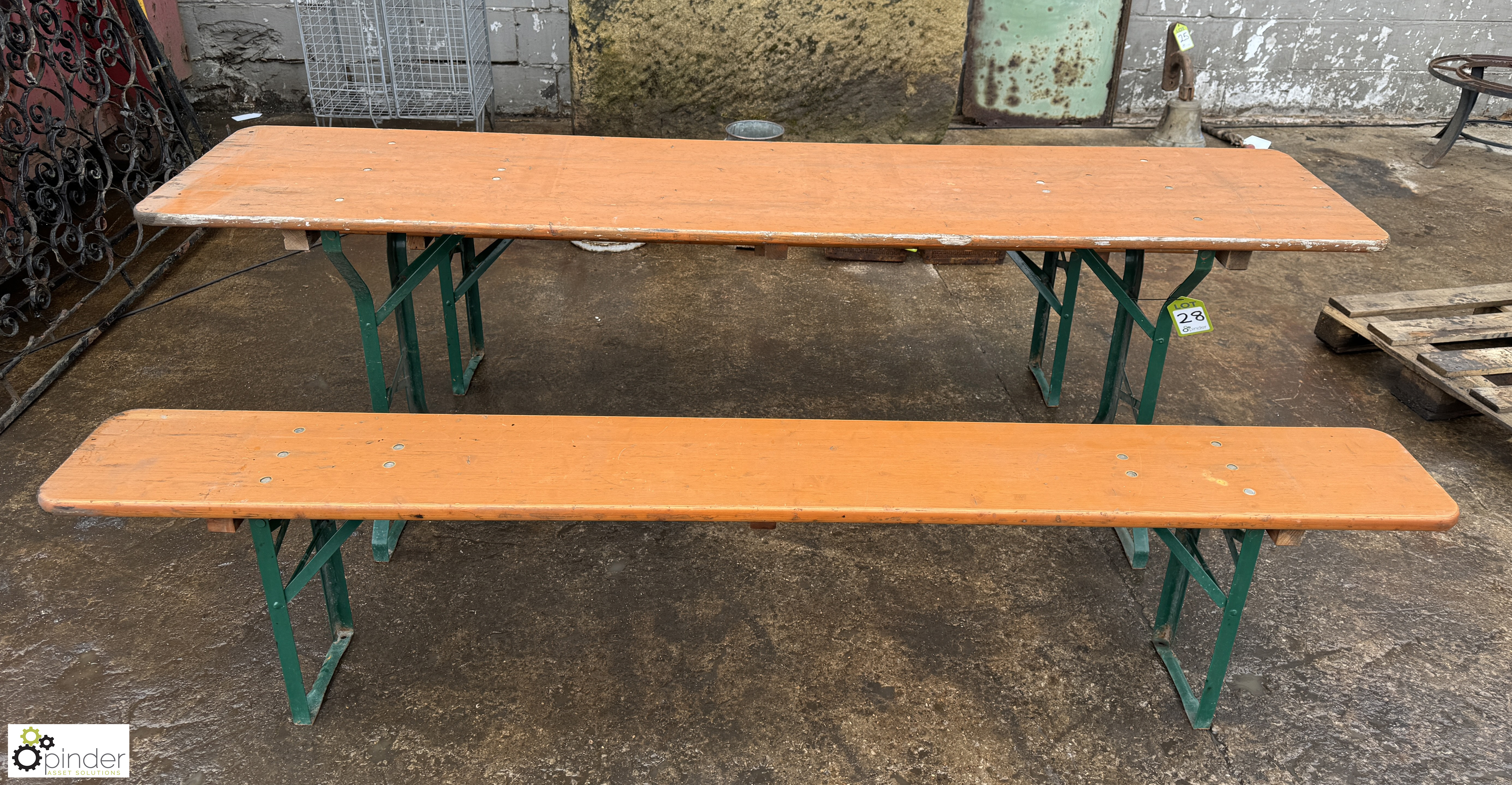 Folding Canteen Table, 2200mm x 510mm x 770mm and 2 folding Benches, 2200mm x 270mm x 480mm, by - Image 2 of 8