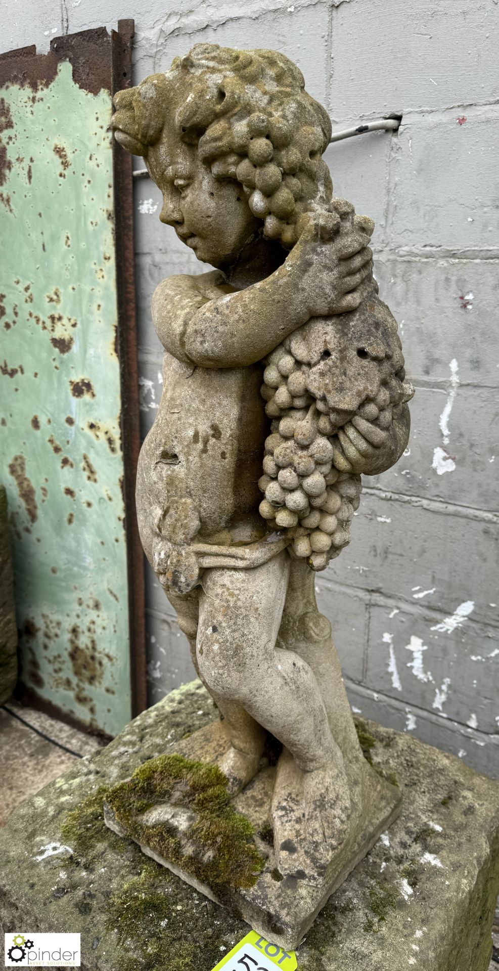 Reconstituted stone Figure Cherub with grapes, 910mm tall - Image 2 of 5
