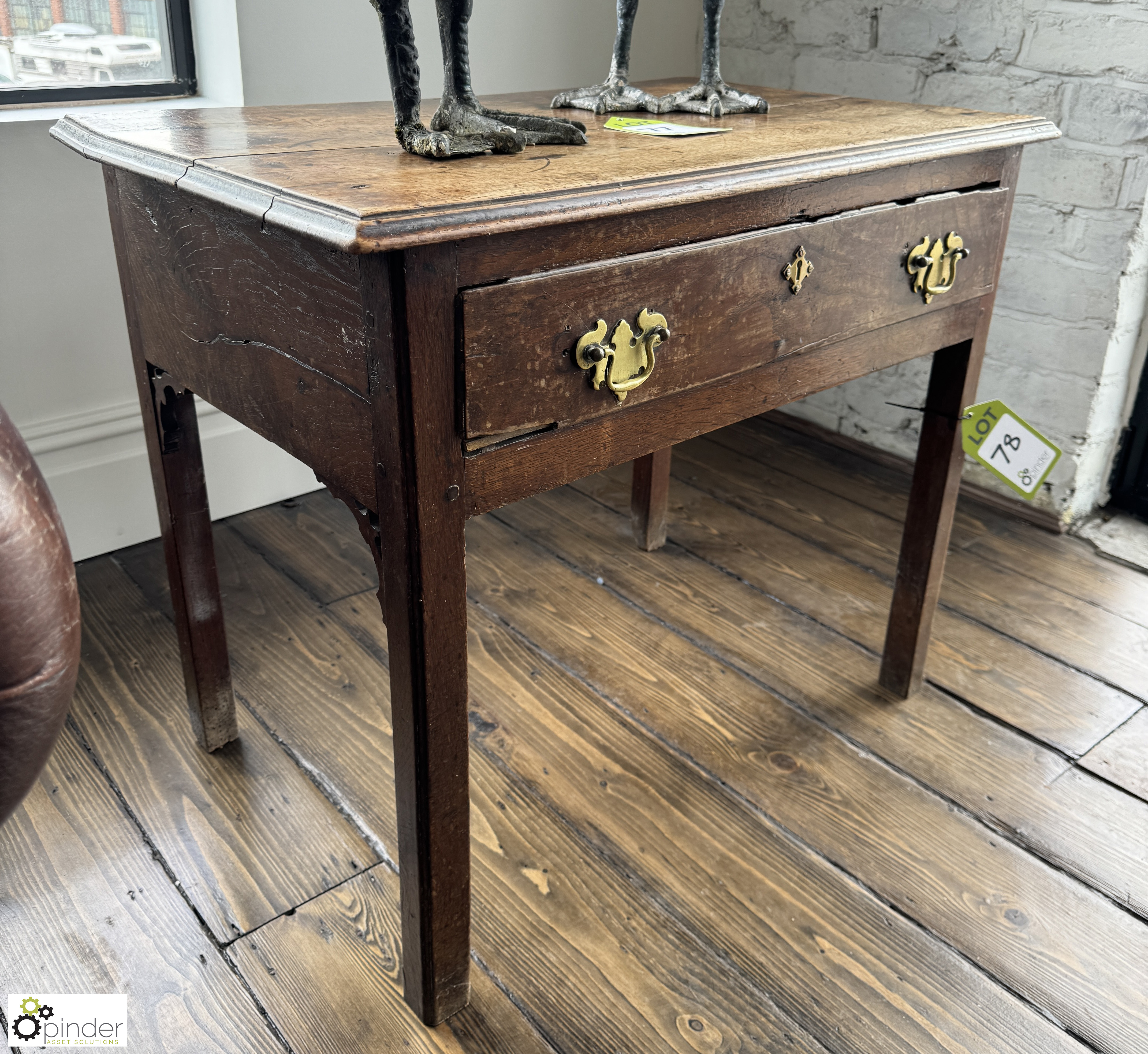 Antique oak Hall Table, 780mm x 480mm x 650mm - Image 3 of 5