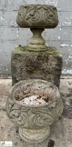 Pair reconstituted stone Garden Urns/Planters, 400mm diameter x 440mm