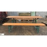 Folding Canteen Table, 2200mm x 510mm x 770mm and 2 folding Benches, 2200mm x 270mm x 480mm, by