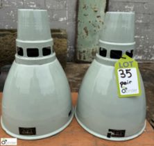 Pair AEI Lamp and Lighting Company factory pendent Lamp Shades, 260mm diameter x 370mm, unused