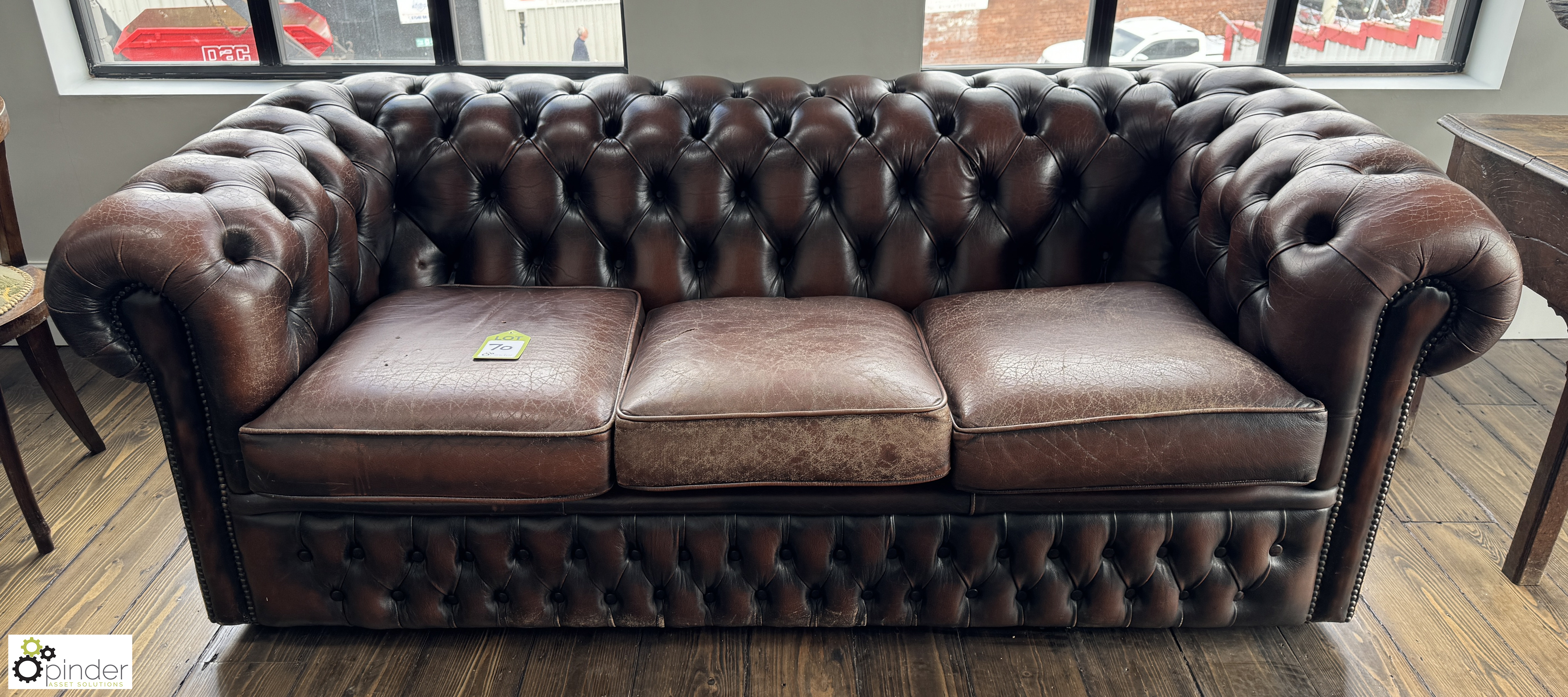 Leather button back Chesterfield Sofa, 1900mm wide