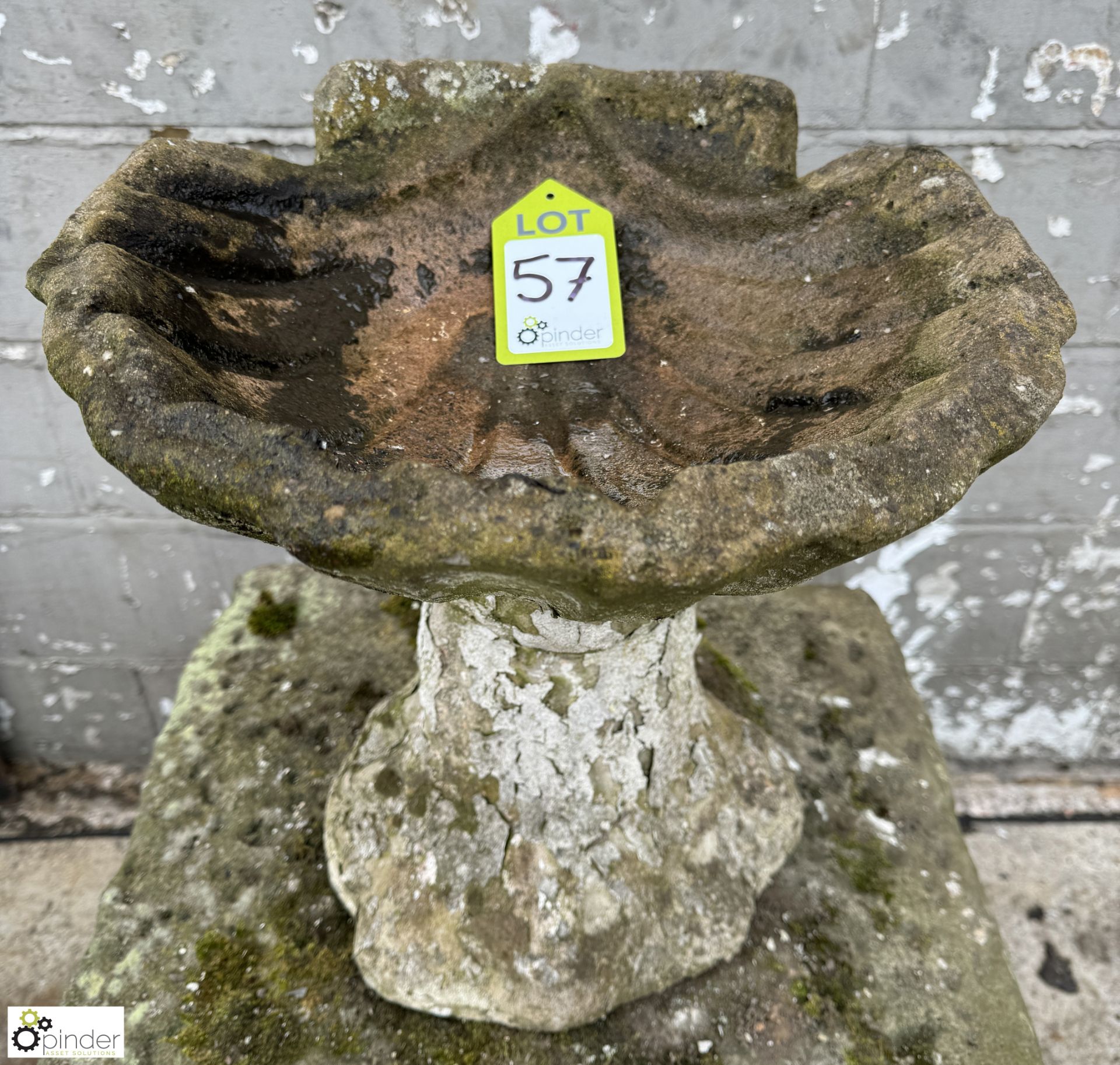 Reconstituted stone Shell Birdbath, 410mm tall