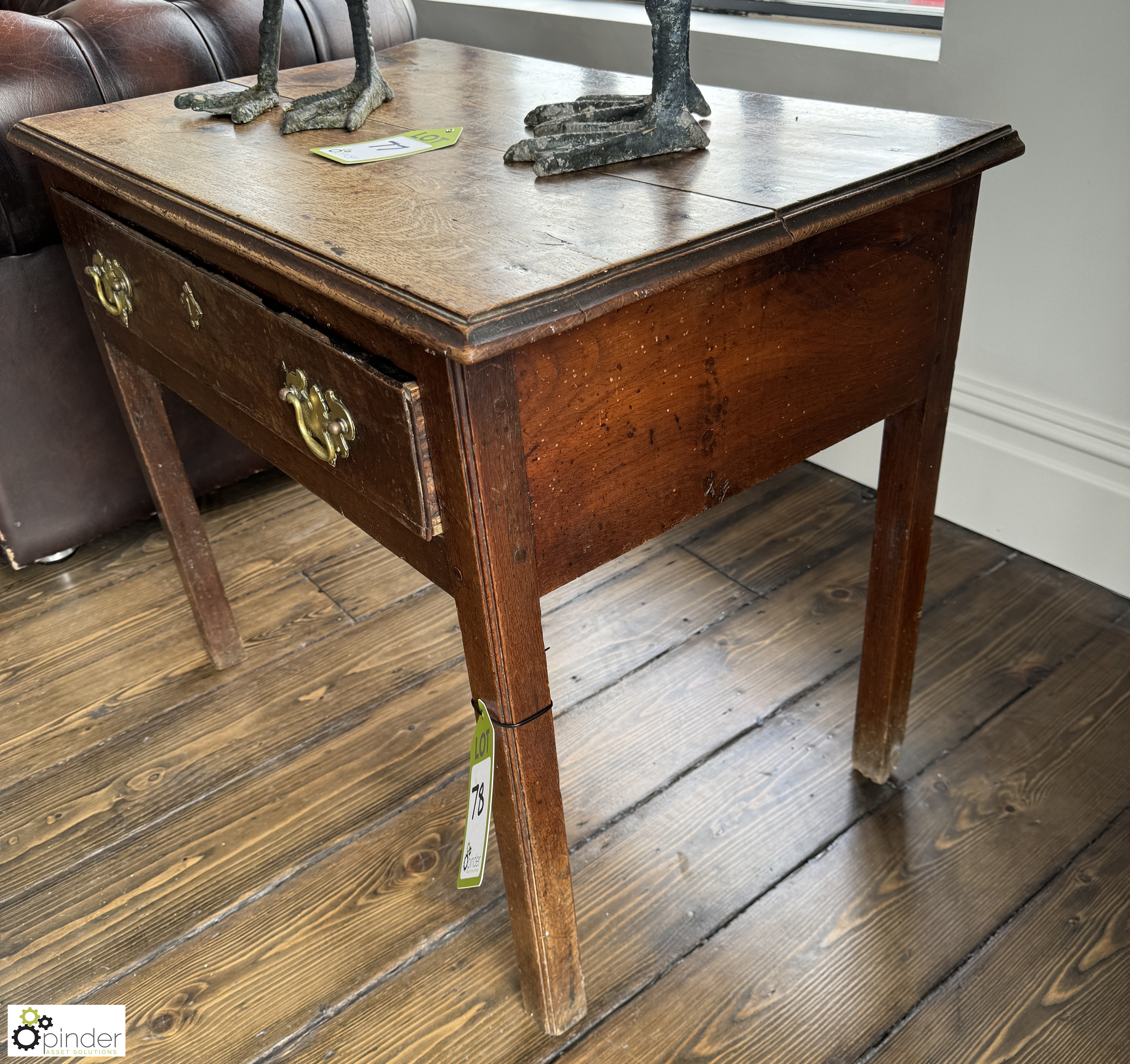 Antique oak Hall Table, 780mm x 480mm x 650mm - Image 4 of 5