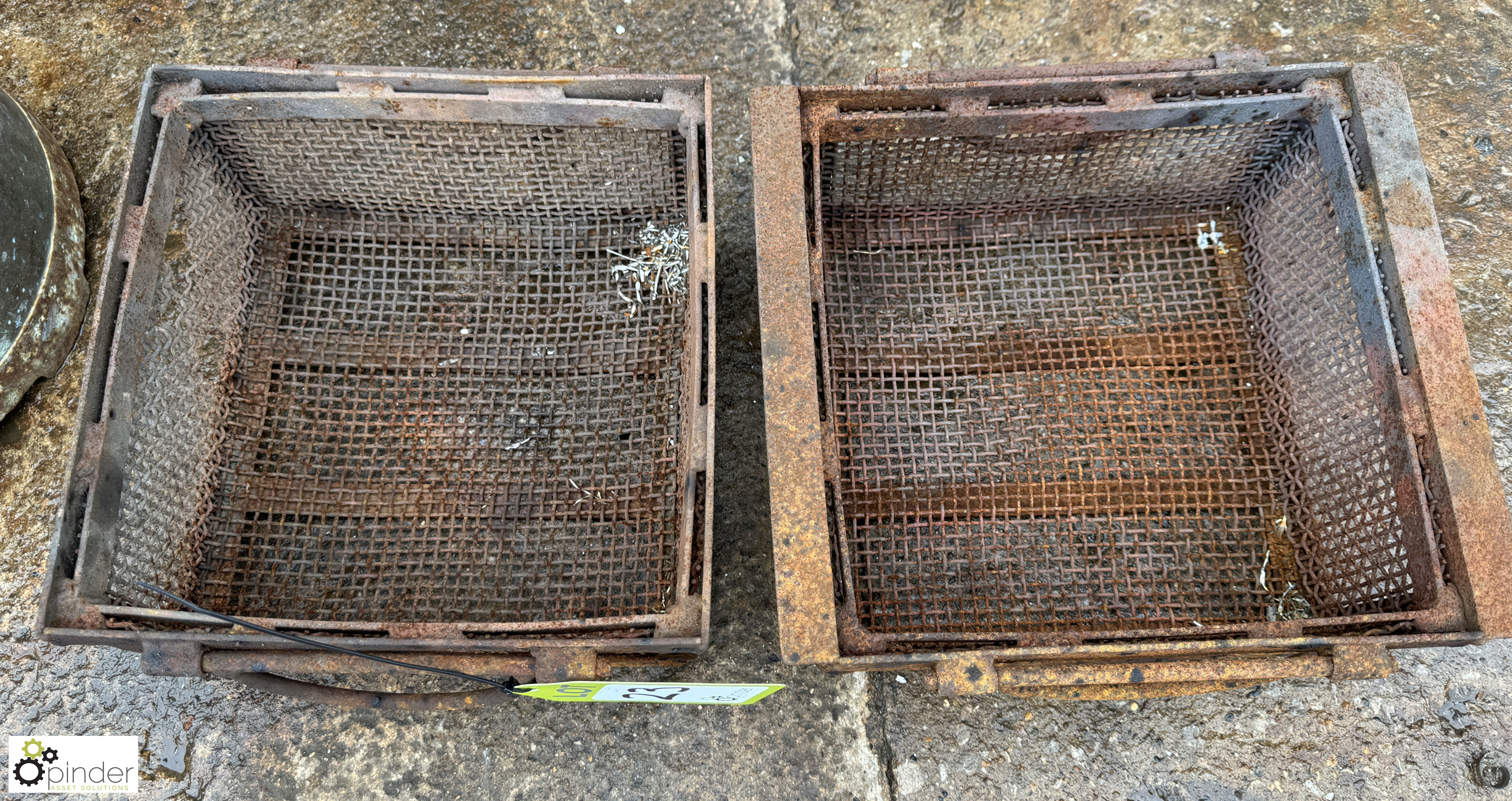 2 vintage metal Treatment Dipping Baskets, 300mm x 300mm x 130mm - Bild 2 aus 4