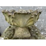 Reconstituted stone ornate Garden Urn/Planter, 420mm diameter x 320mm