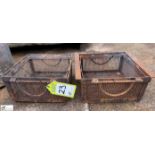 2 vintage metal Treatment Dipping Baskets, 300mm x 300mm x 130mm