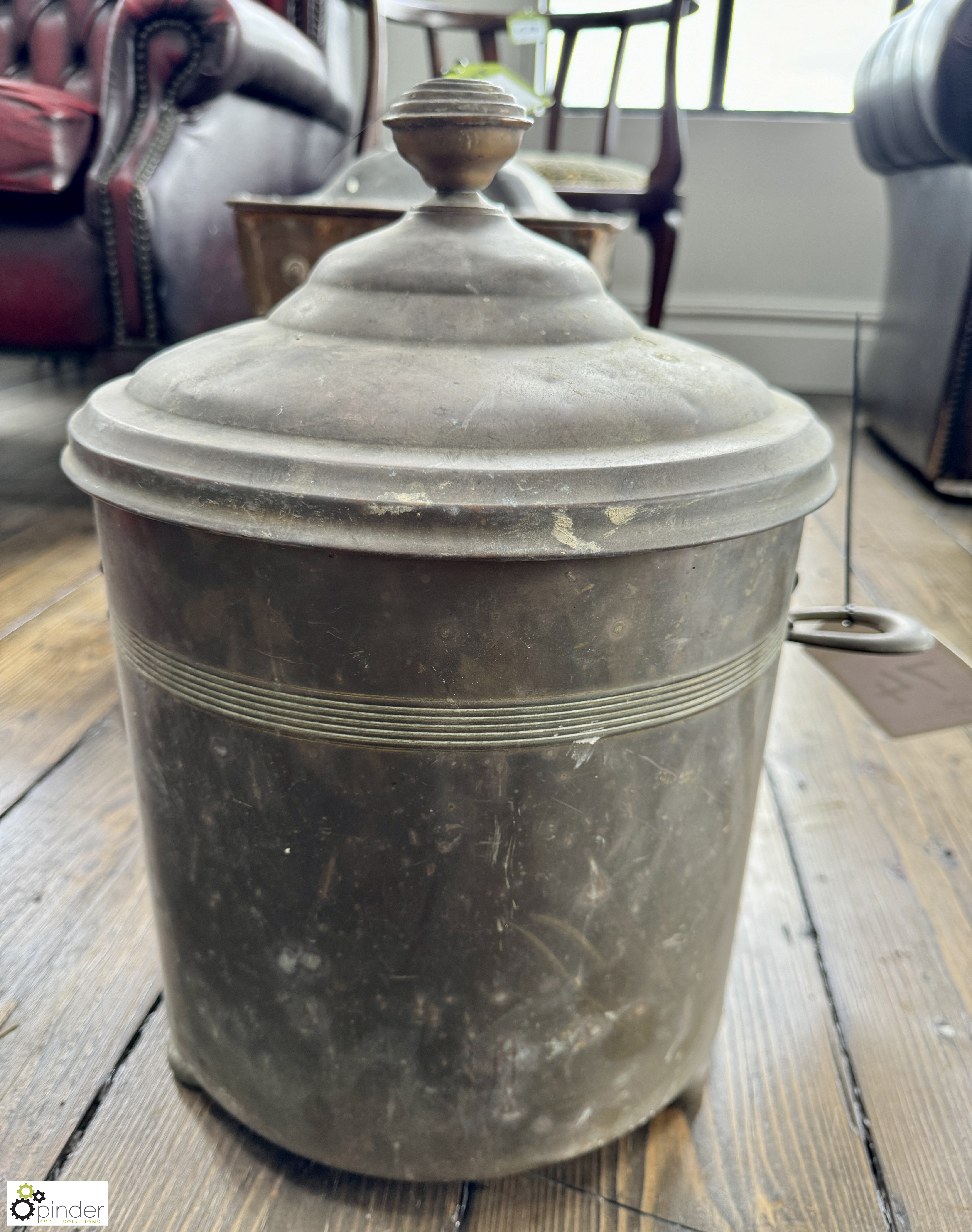 Antique Copper Scuttle, with lid, 270mm diameter x 260mm - Bild 2 aus 5