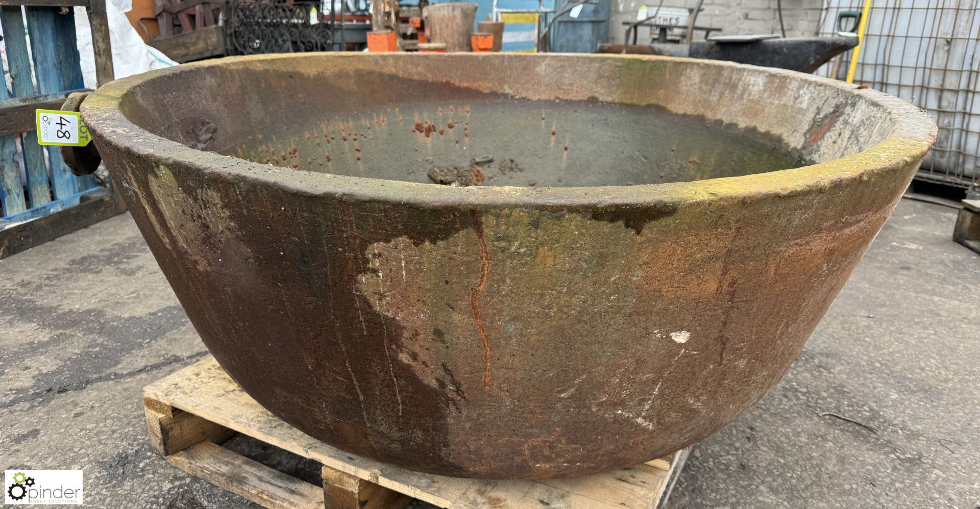 Cast iron Crucible/Melting Pan, 1540mm diameter x 60mm thick x 630mm high, approx. 1600kg