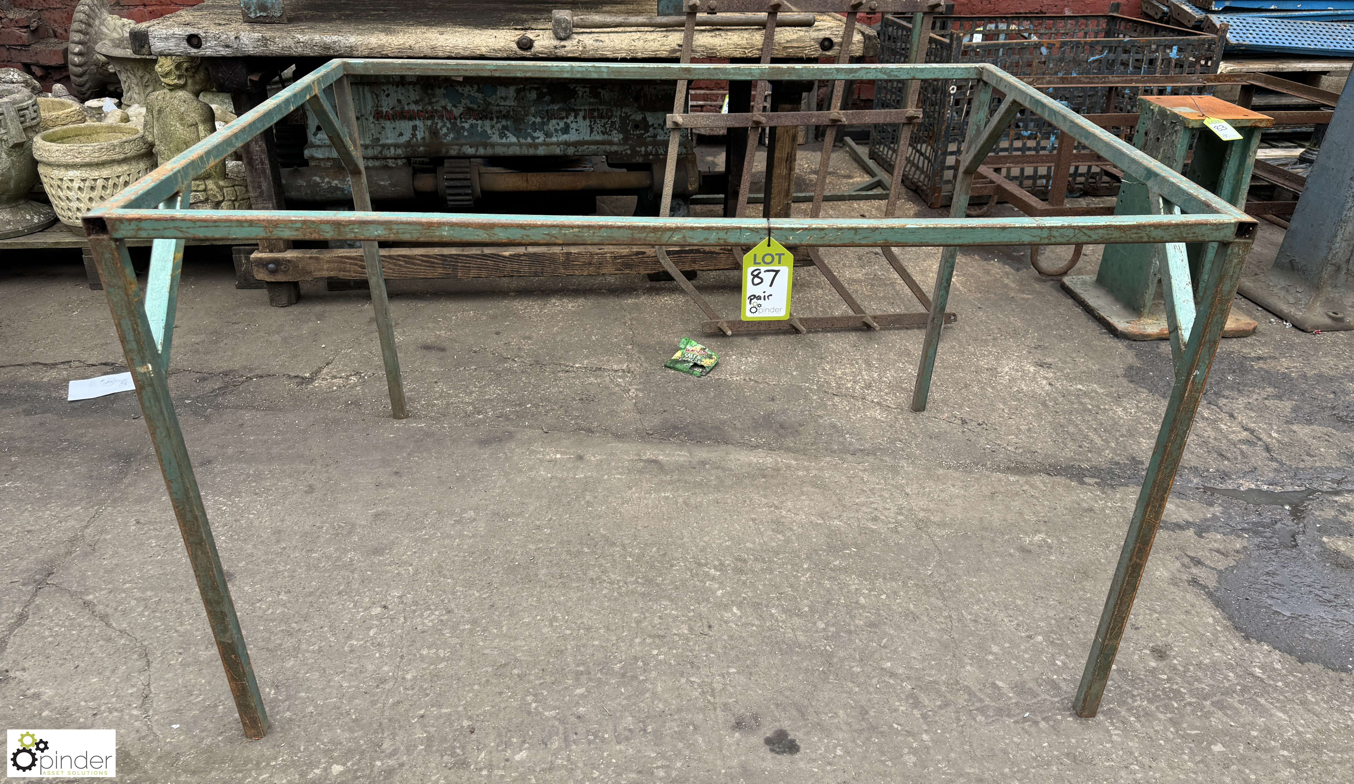 Pair fabricated Bench Frames, 1460mm x 1100mm x 890mm