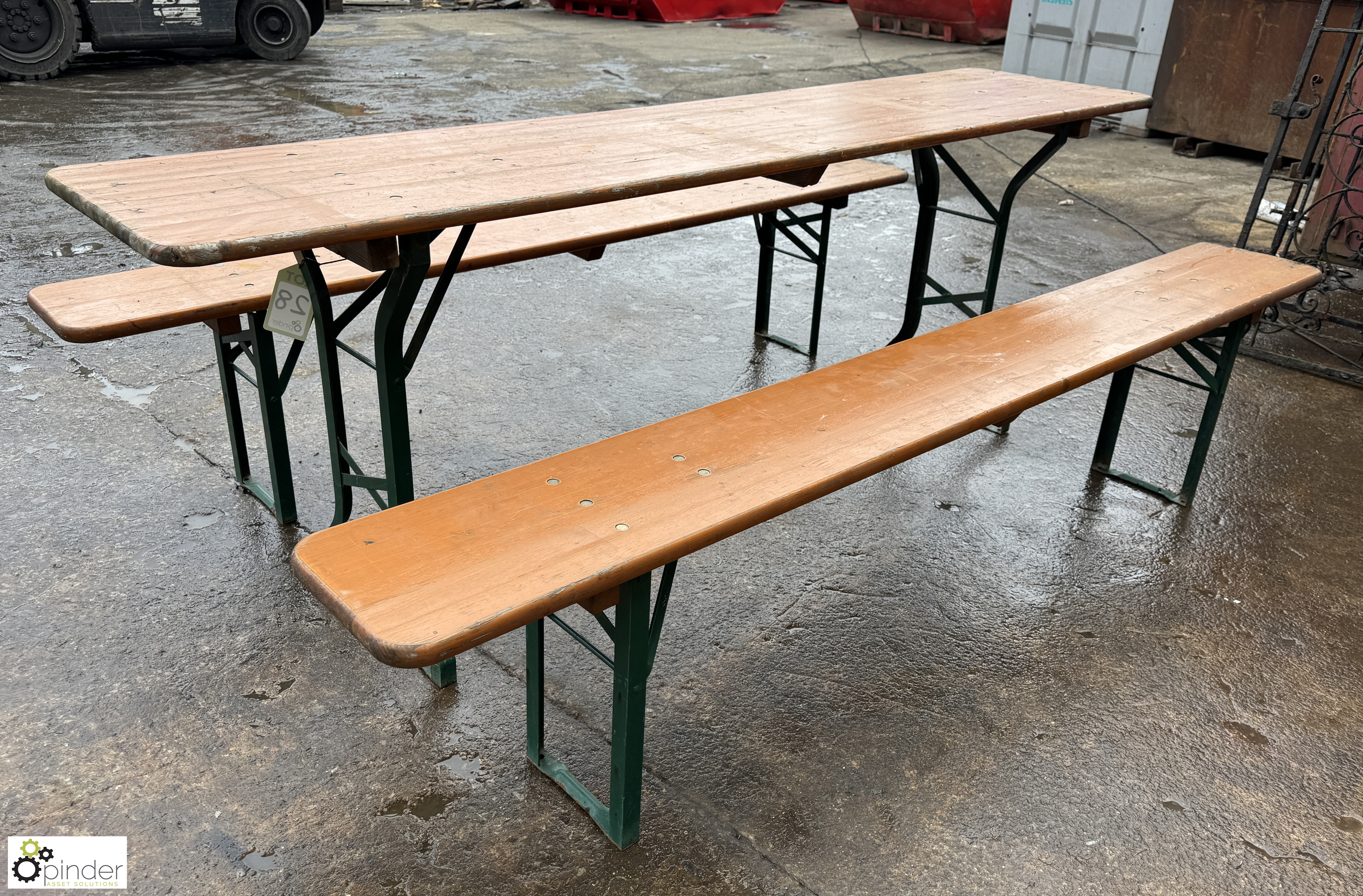 Folding Canteen Table, 2200mm x 510mm x 770mm and 2 folding Benches, 2200mm x 270mm x 480mm, by - Image 5 of 8