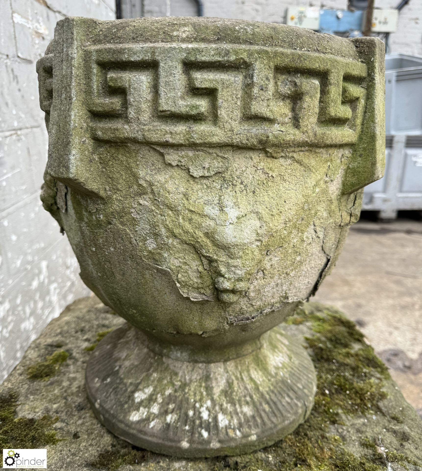 Reconstituted stone Urn, 380mm diameter x 420mm with grape details - Image 4 of 5