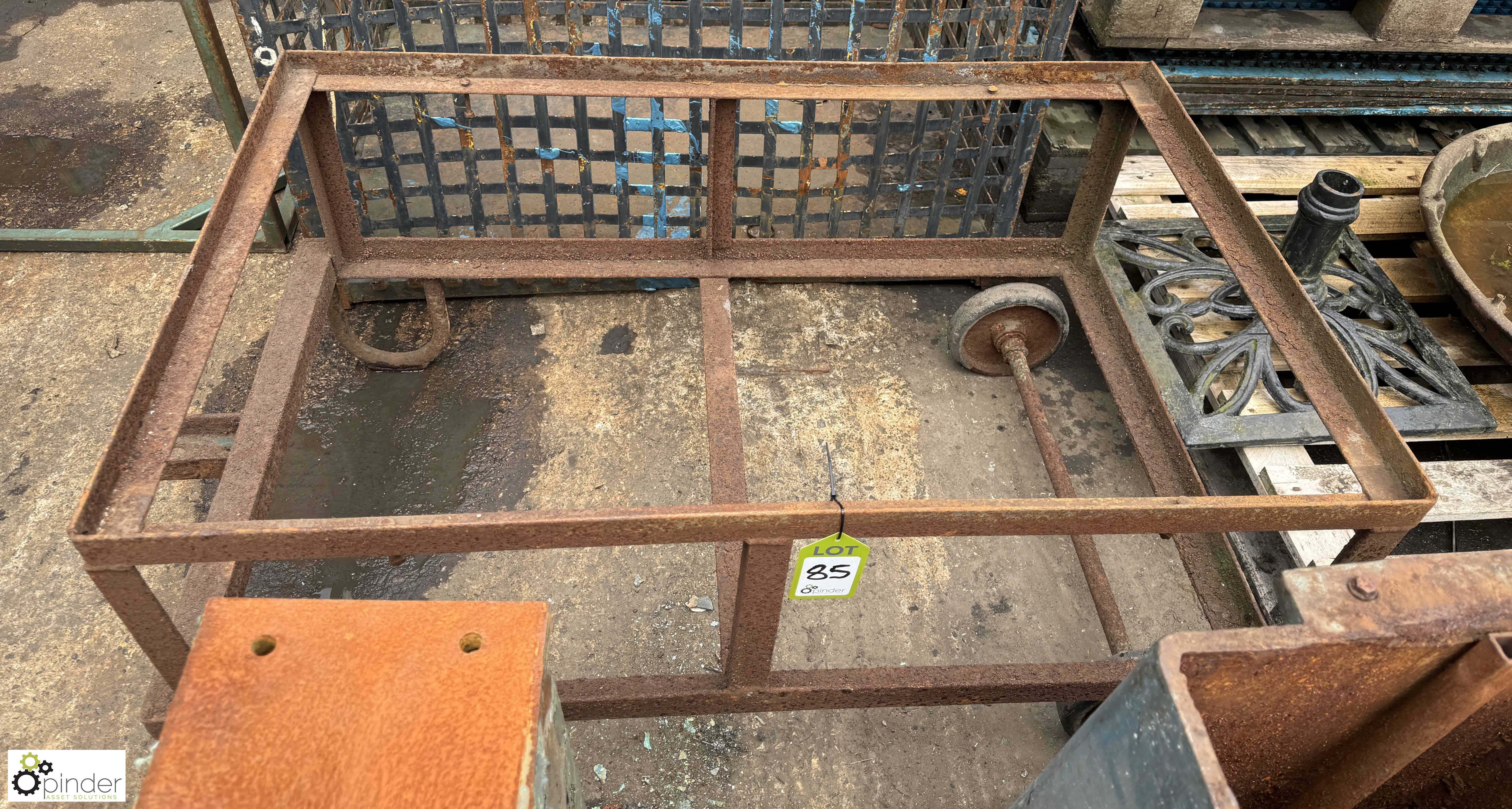 Vintage fabricated Trolley Frame, 1190mm x 770mm x 570mm - Image 2 of 6