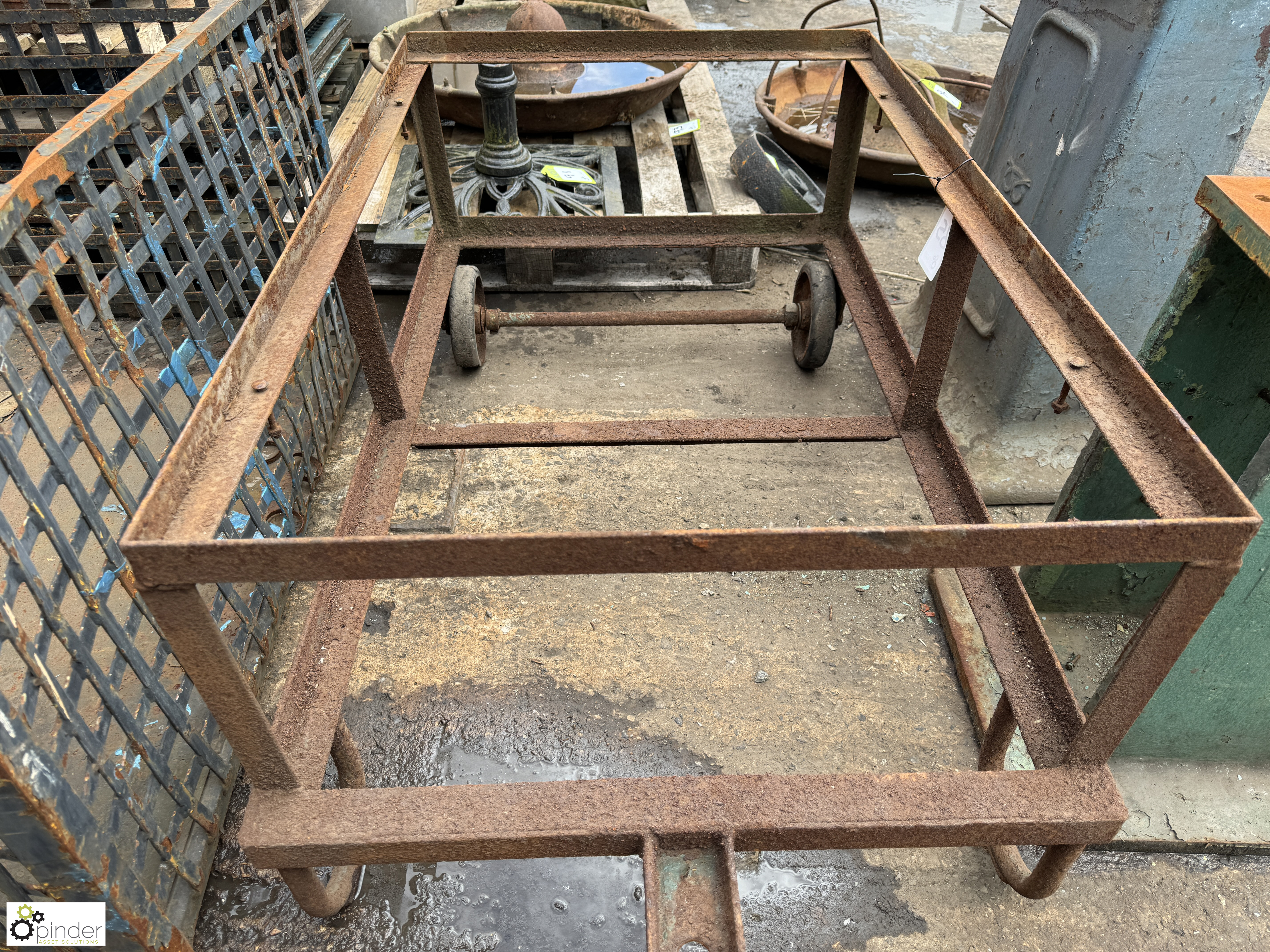 Vintage fabricated Trolley Frame, 1190mm x 770mm x 570mm - Image 5 of 6