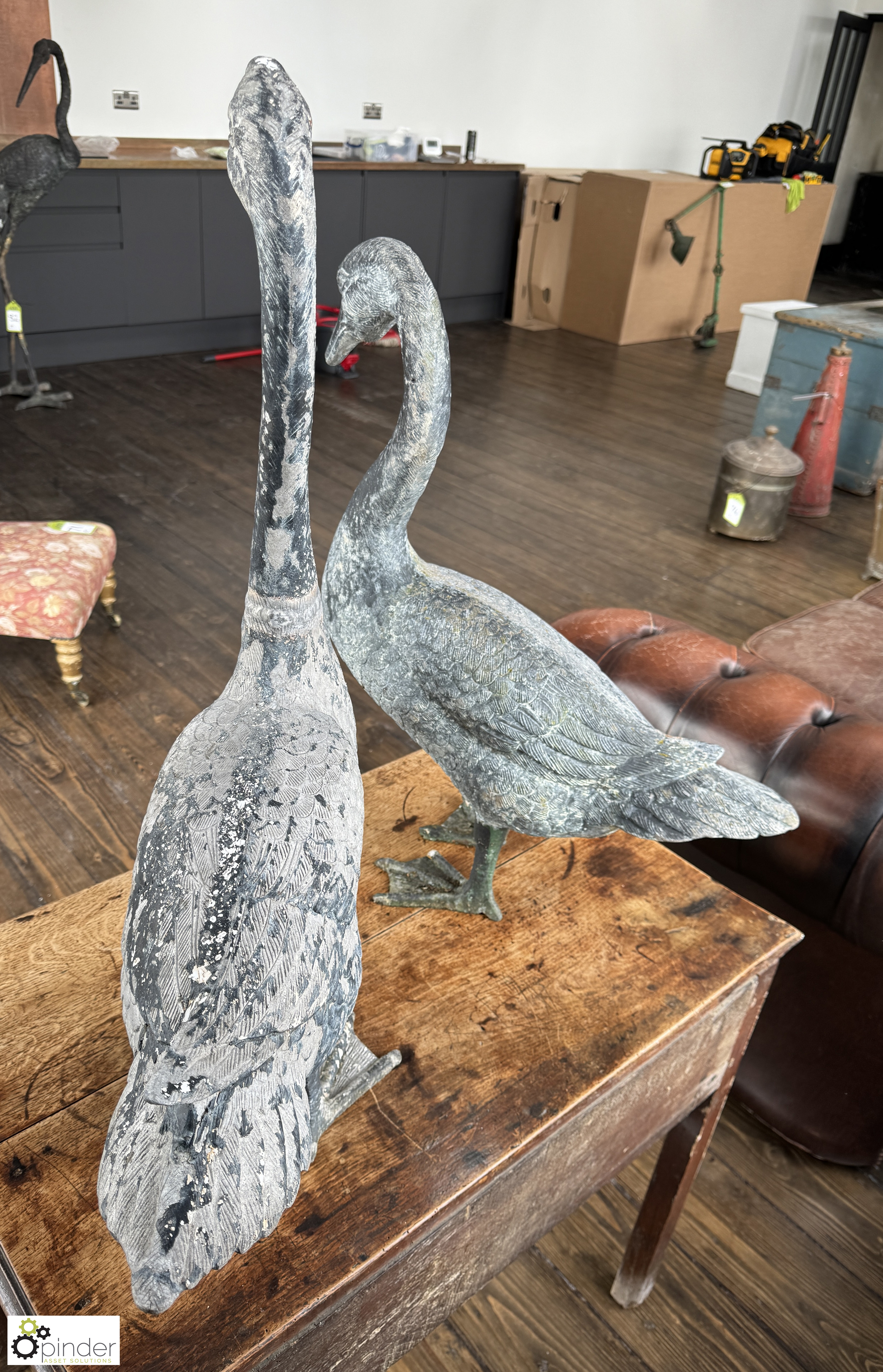 Pair antique Geese, 710mm and 600mm tall - Image 6 of 7
