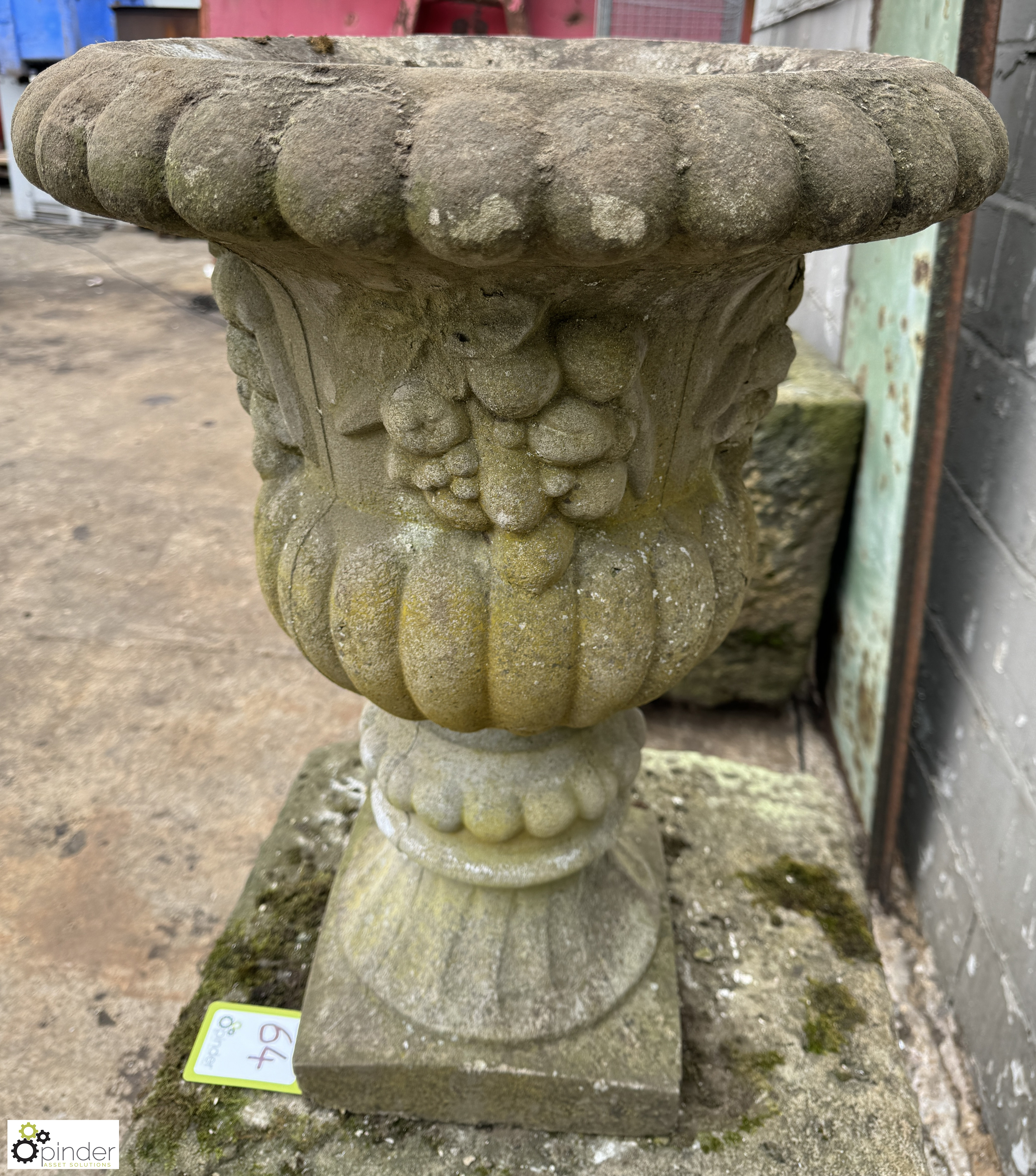 Reconstituted stone Garden Urn/Planter, with fruit design, 520mm diameter x 700mm - Image 3 of 7