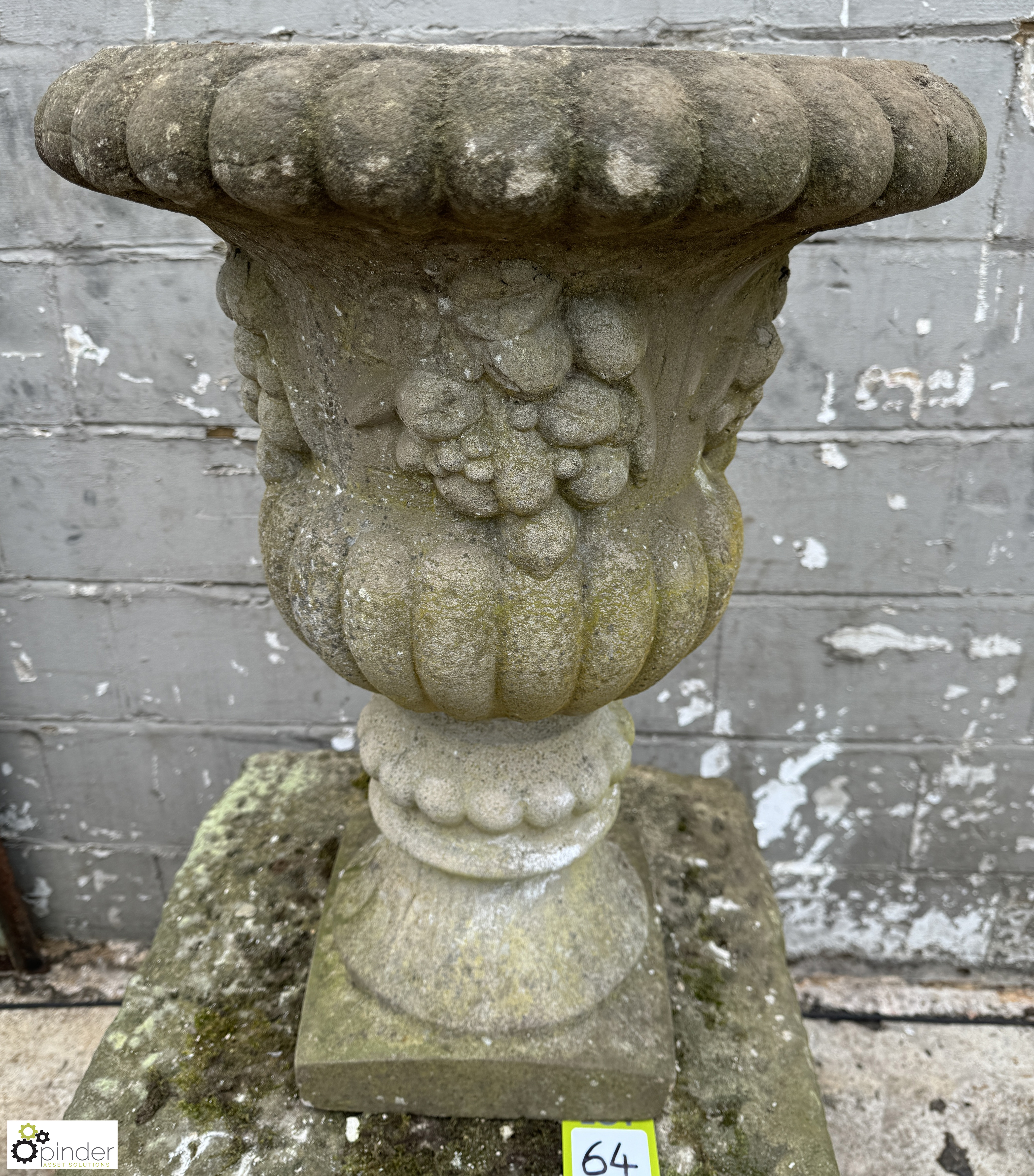 Reconstituted stone Garden Urn/Planter, with fruit design, 520mm diameter x 700mm