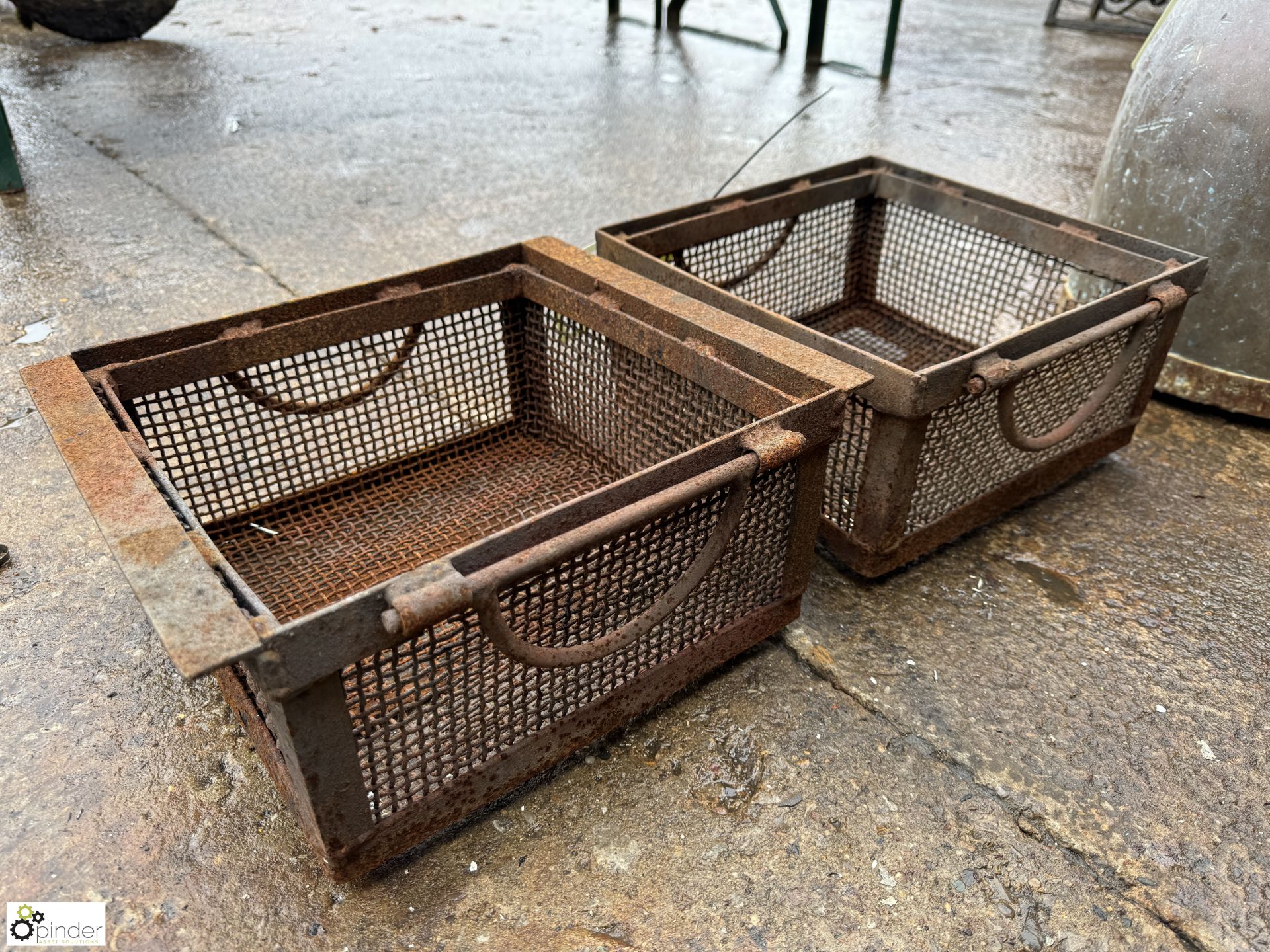 2 vintage metal Treatment Dipping Baskets, 300mm x 300mm x 130mm - Image 3 of 4