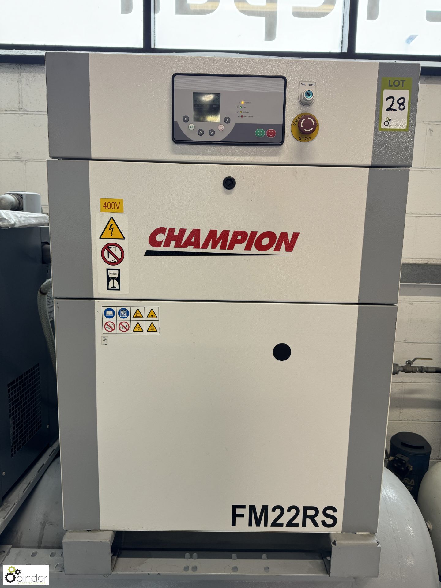 Champion FM22RS receiver mounted Rotary Screw Packaged Air Compressor, max pressure 10bar, 22kw, - Image 5 of 12