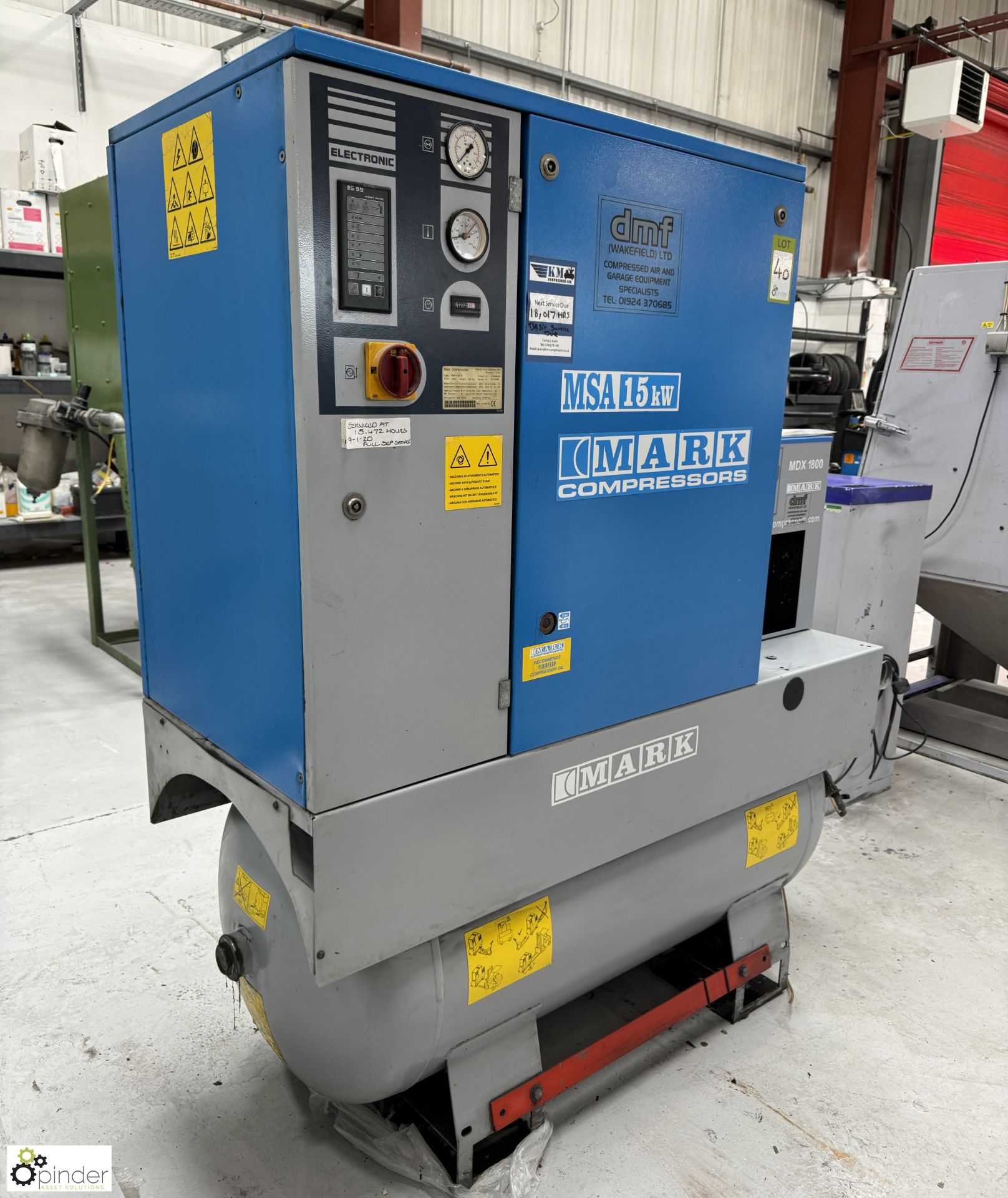 Mark MAXP15/10 receiver mounted Packaged Rotary Screw Compressor, max pressure 10bar, 415volts, - Image 11 of 12