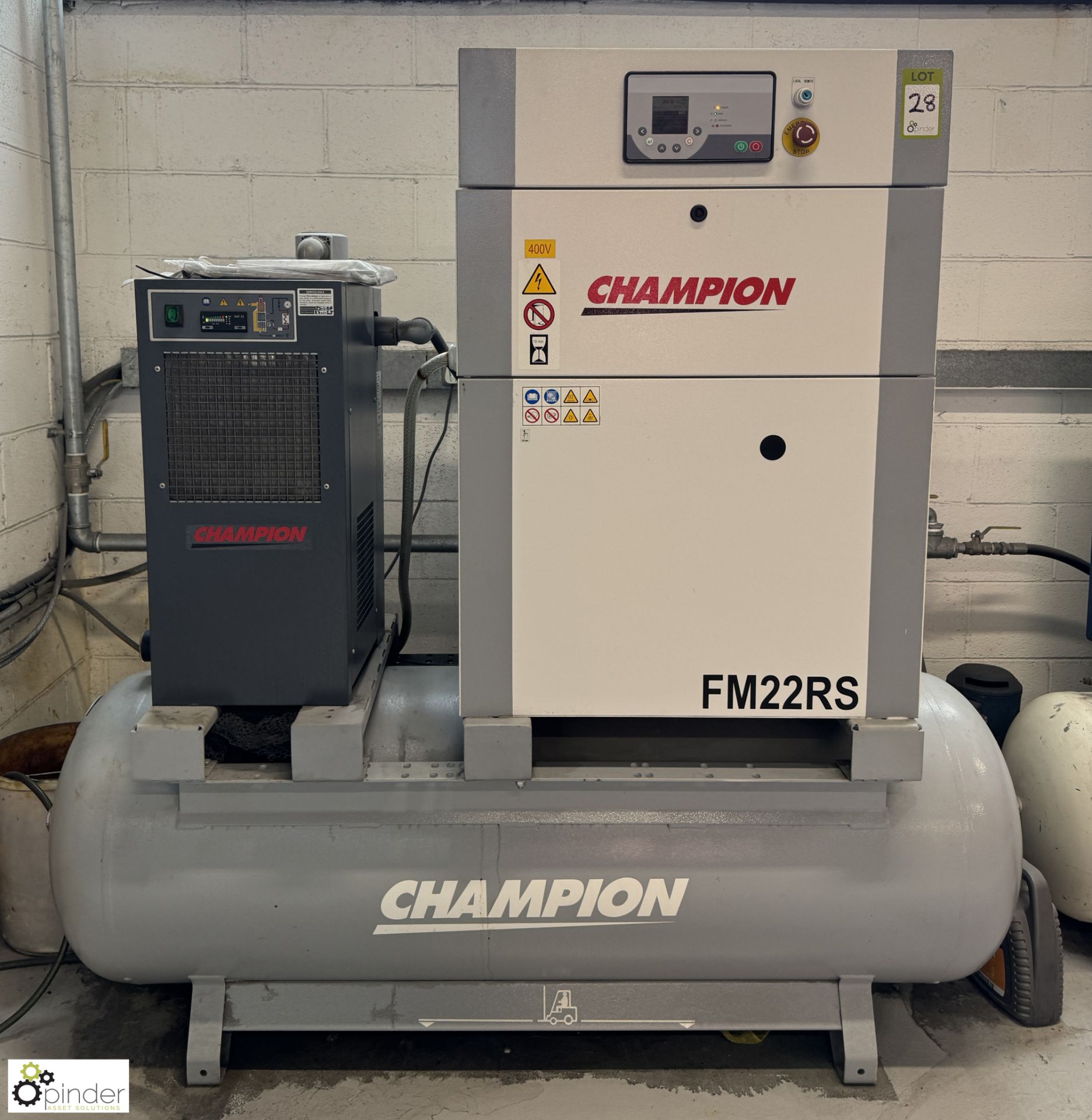 Champion FM22RS receiver mounted Rotary Screw Packaged Air Compressor, max pressure 10bar, 22kw, - Image 2 of 12