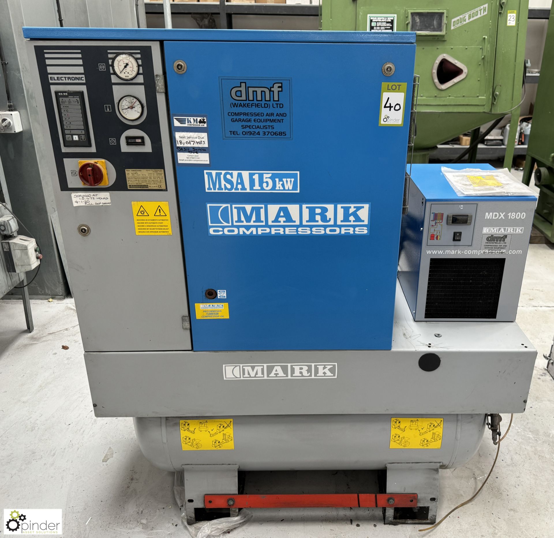 Mark MAXP15/10 receiver mounted Packaged Rotary Screw Compressor, max pressure 10bar, 415volts,
