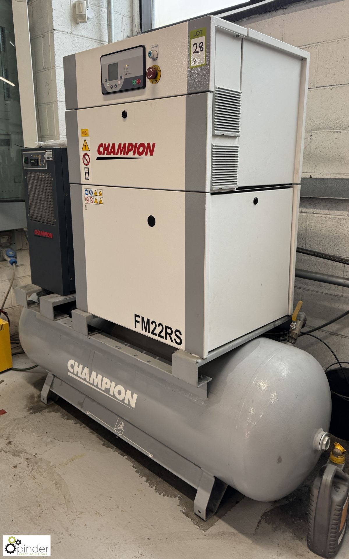 Champion FM22RS receiver mounted Rotary Screw Packaged Air Compressor, max pressure 10bar, 22kw, - Image 3 of 12