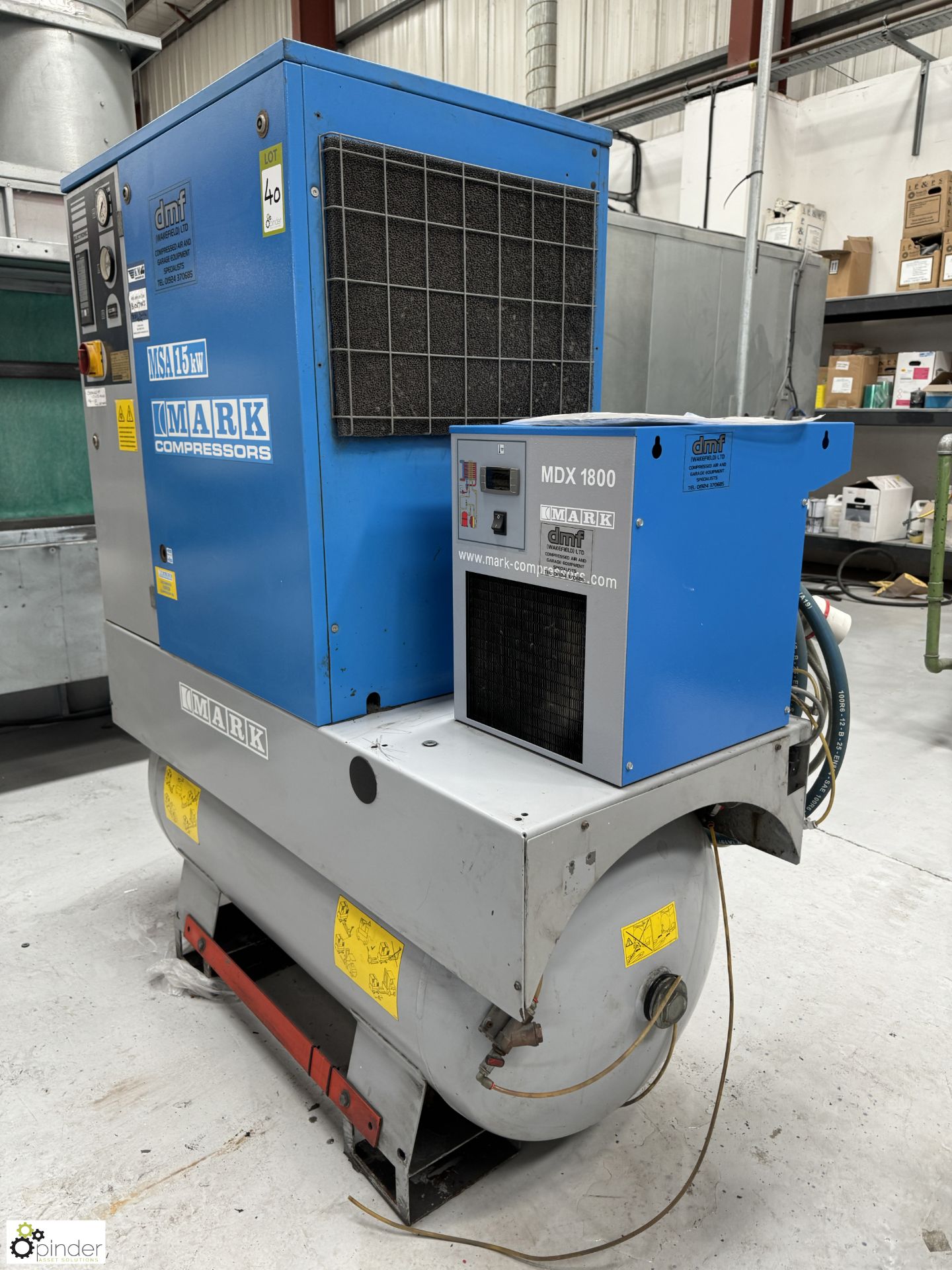 Mark MAXP15/10 receiver mounted Packaged Rotary Screw Compressor, max pressure 10bar, 415volts, - Image 9 of 12