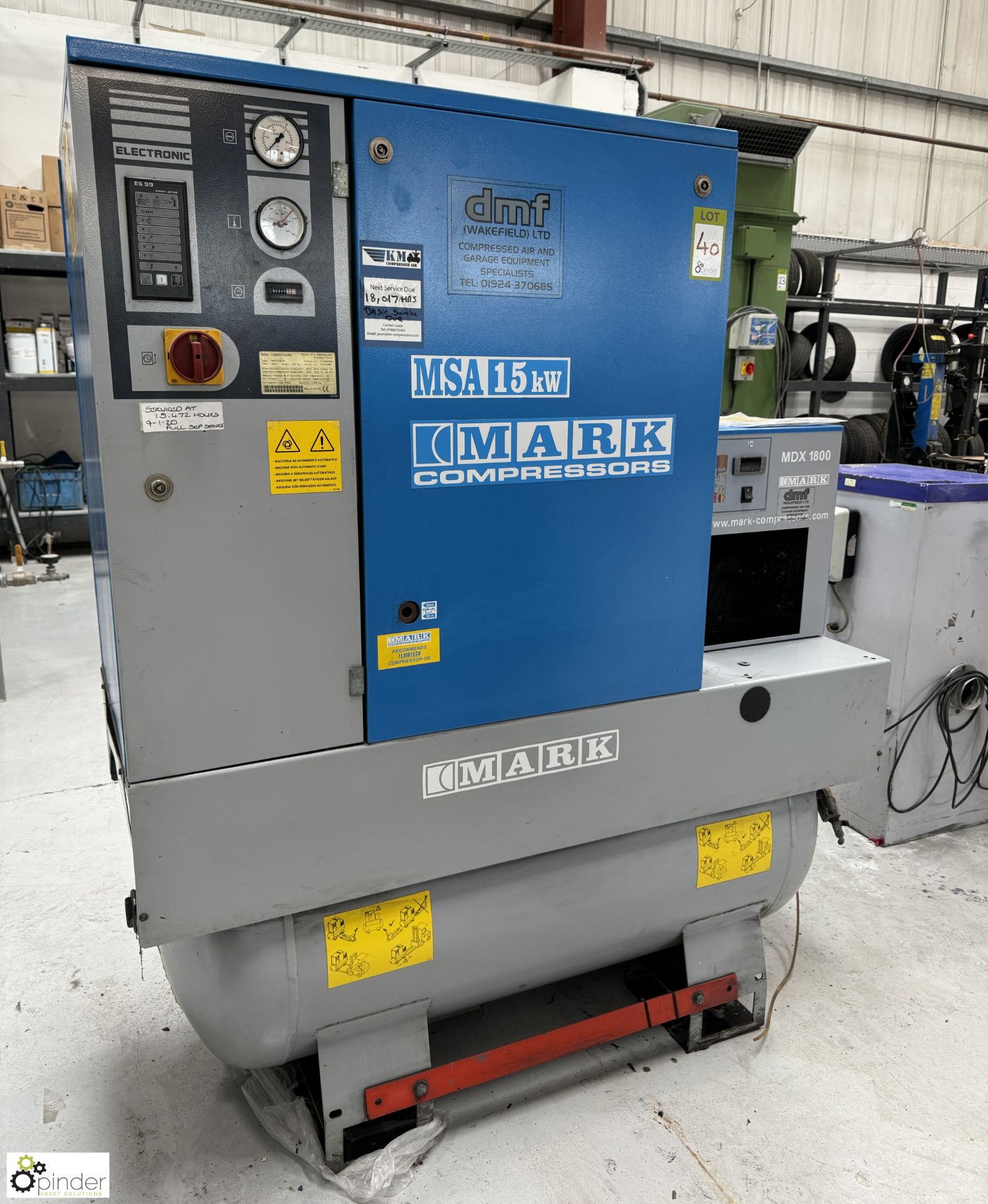 Mark MAXP15/10 receiver mounted Packaged Rotary Screw Compressor, max pressure 10bar, 415volts, - Image 2 of 12