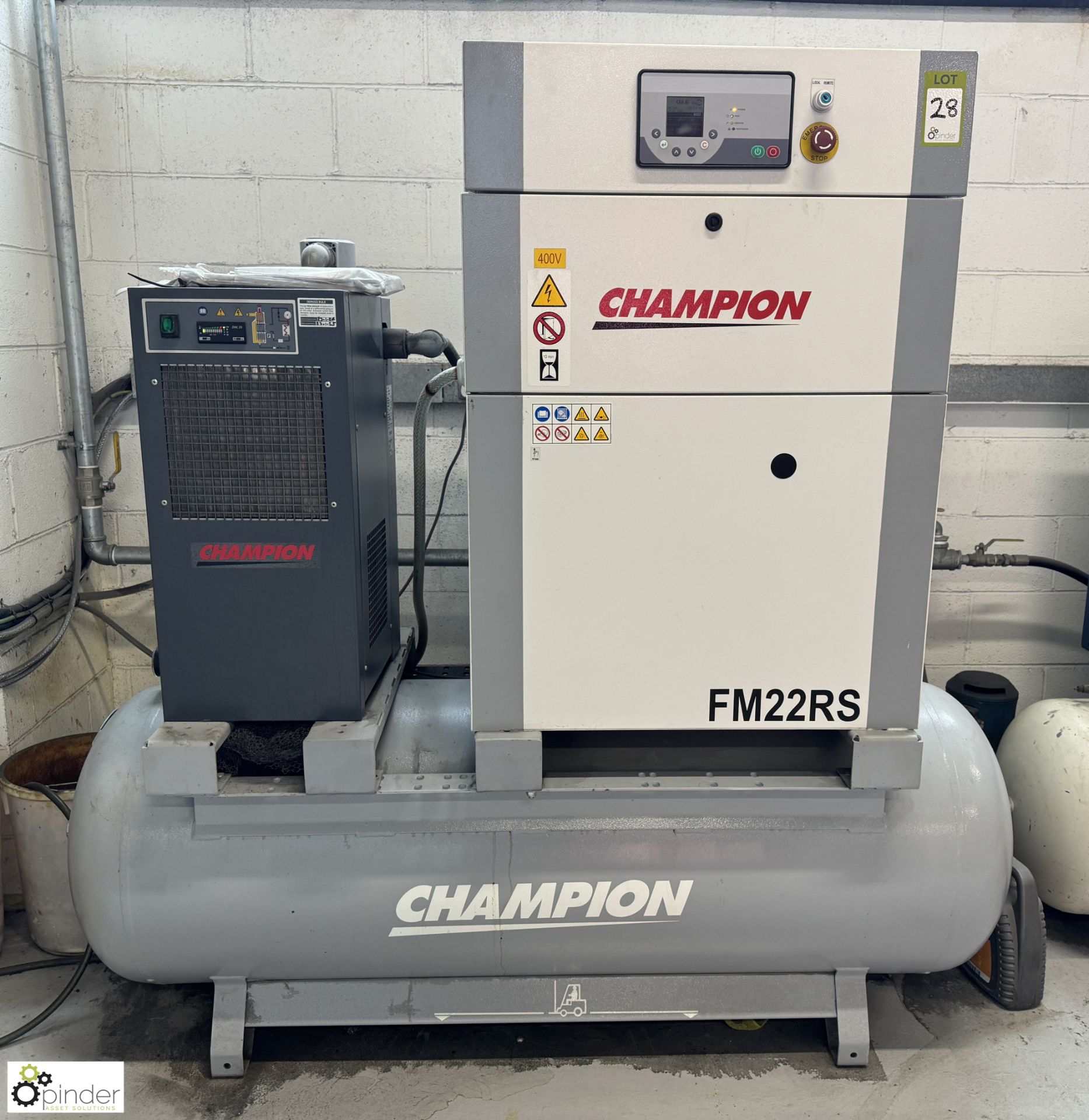 Champion FM22RS receiver mounted Rotary Screw Packaged Air Compressor, max pressure 10bar, 22kw,