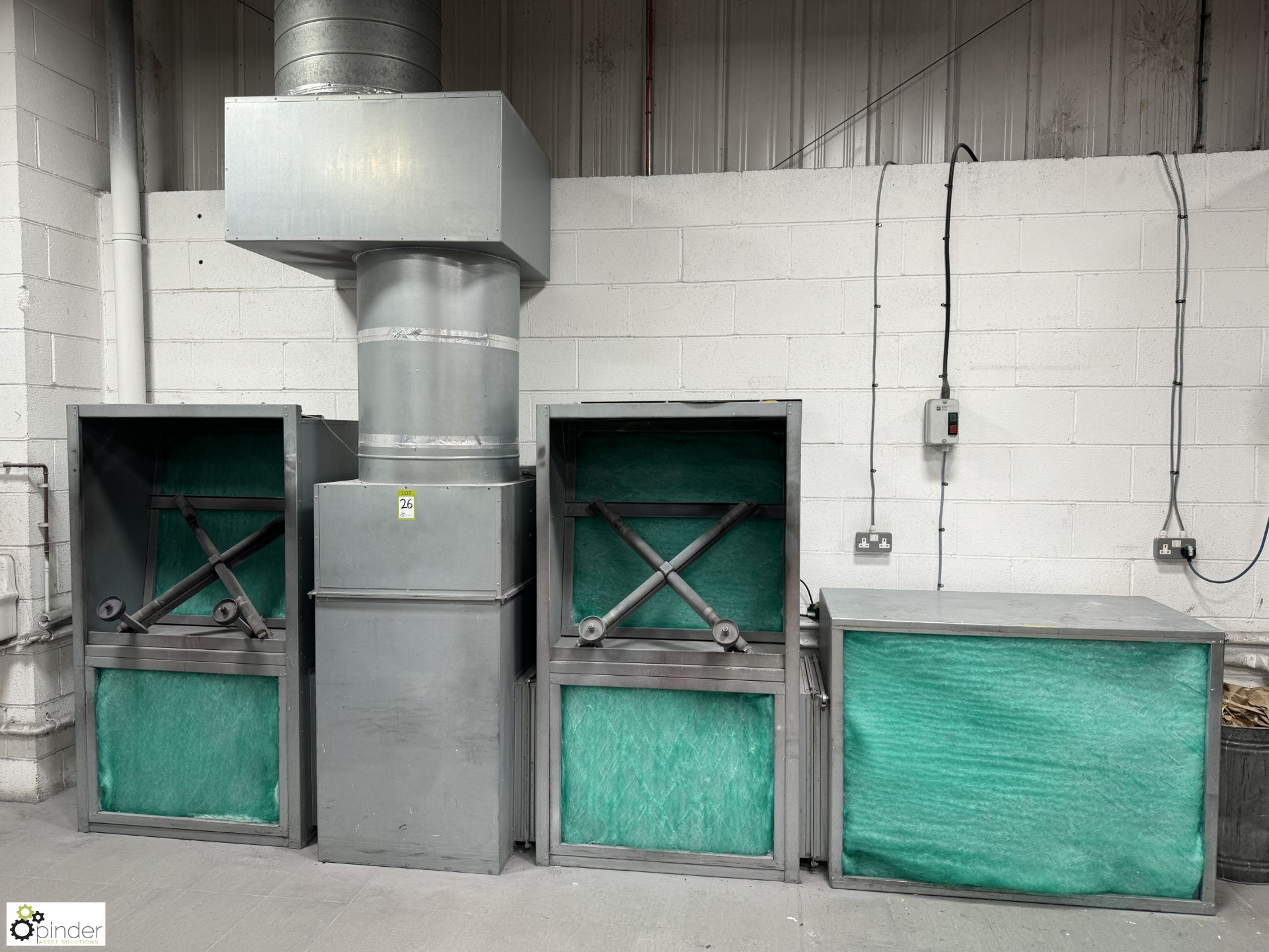 Galvanised Dust Extraction/Filtration System, comprising 2 booths 950mm x 400mm x 900mm, - Image 2 of 9