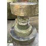 A 4-tier Yorkshire stone Birdbath, with sunflower decoration, approx. 26in