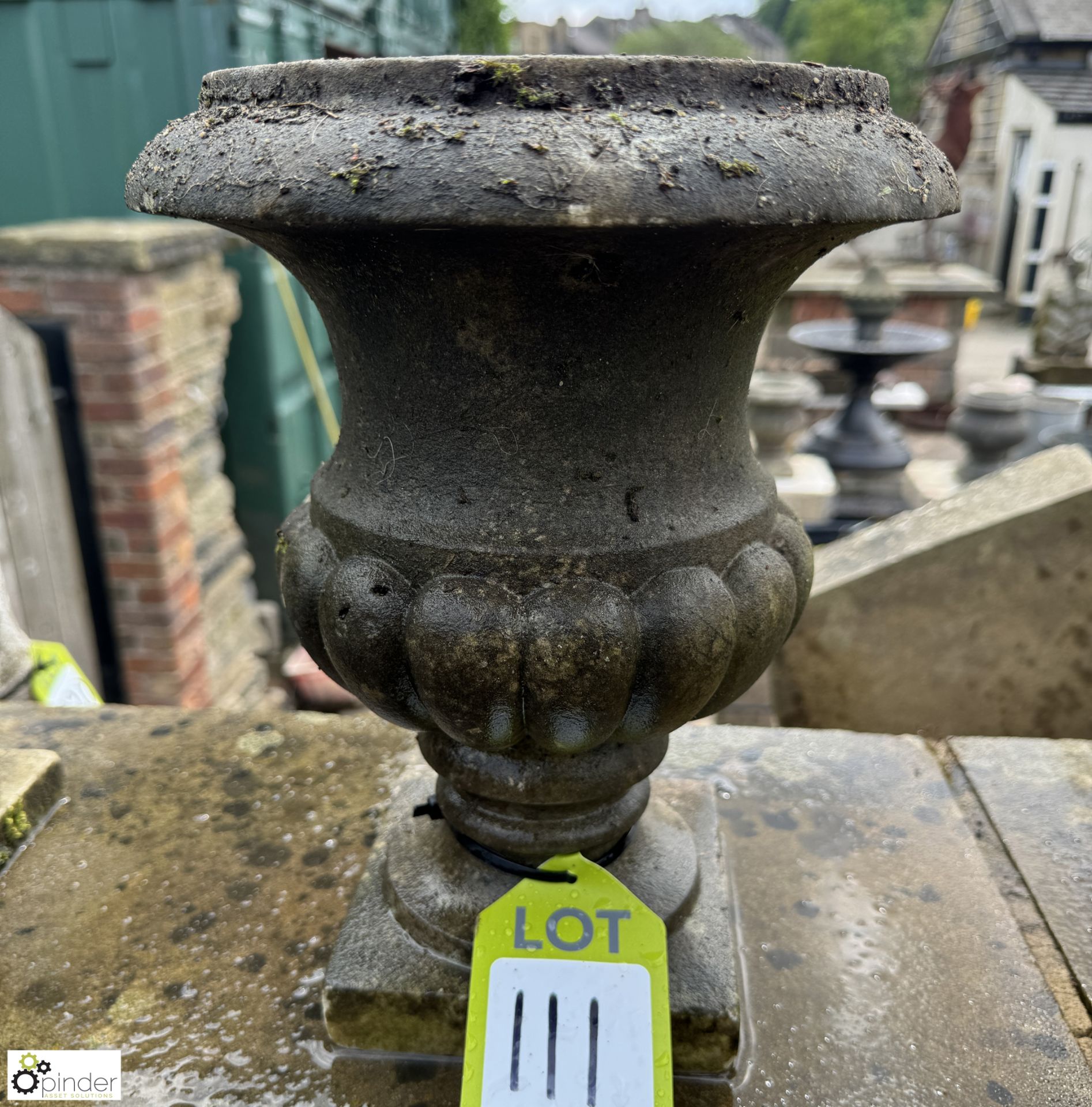 A Victorian statuary white marble Garden Urn, with gadrooning decoration, approx. 12in x 10in