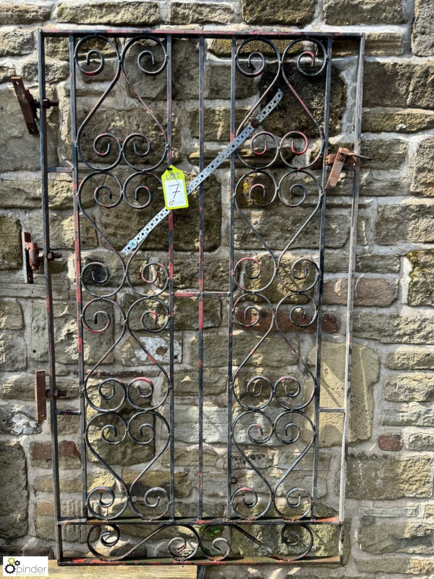 A decorative wrought iron Pedestrian Gate, approx. 62in x 36in wide, circa mid to late 1900s - Image 2 of 5