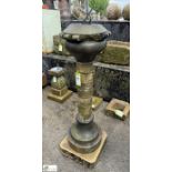 A Yorkshire stone round 5-tier decorative Sundial Plinth, with original Victorian bronze sundial