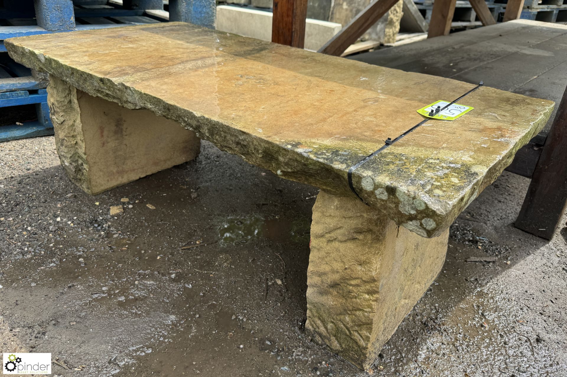 A reclaimed Yorkshire stone Garden Bench, approx. - Image 3 of 5