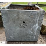 A metal galvanised riveted Water Cistern, approx. 24in x 24in x 18in, circa 1920 to 1940s