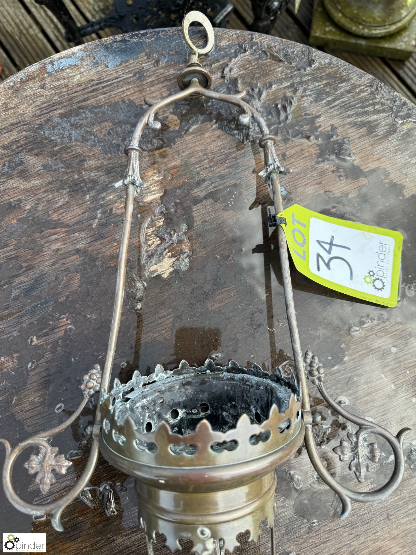 A bronze ecclesiastical Hanging Candle Holder, approx. 20in, circa 1900s - Image 4 of 5