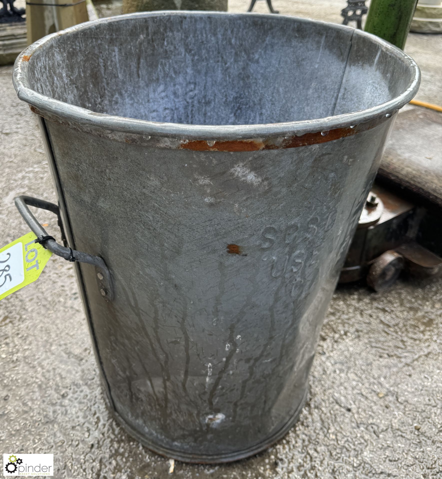 An original galvanised metal Dustbin, with lifting handles, approx. 22in x 18in diameter