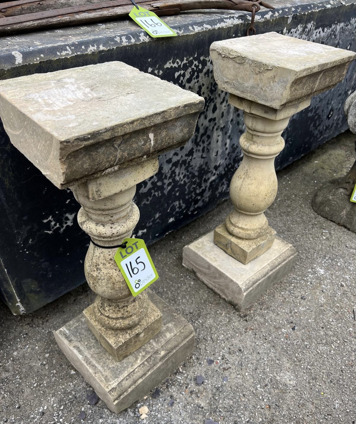 A pair reconstituted stone balustrade Plinths, approx. 26in x 10in x 10in