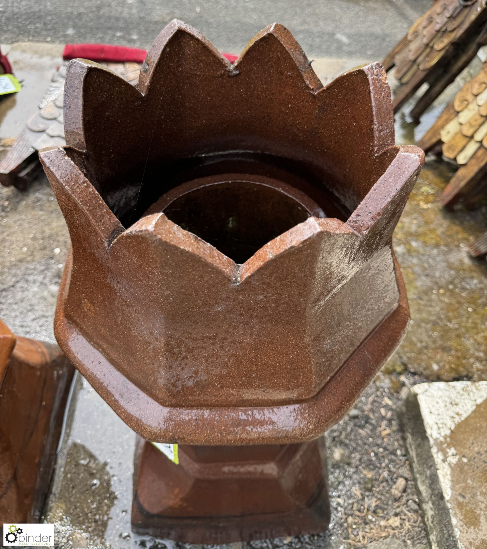 A set 3 Victorian salt glazed terracotta crown top Chimney Pots, approx. 30in x 14in diameter, circa - Image 3 of 8