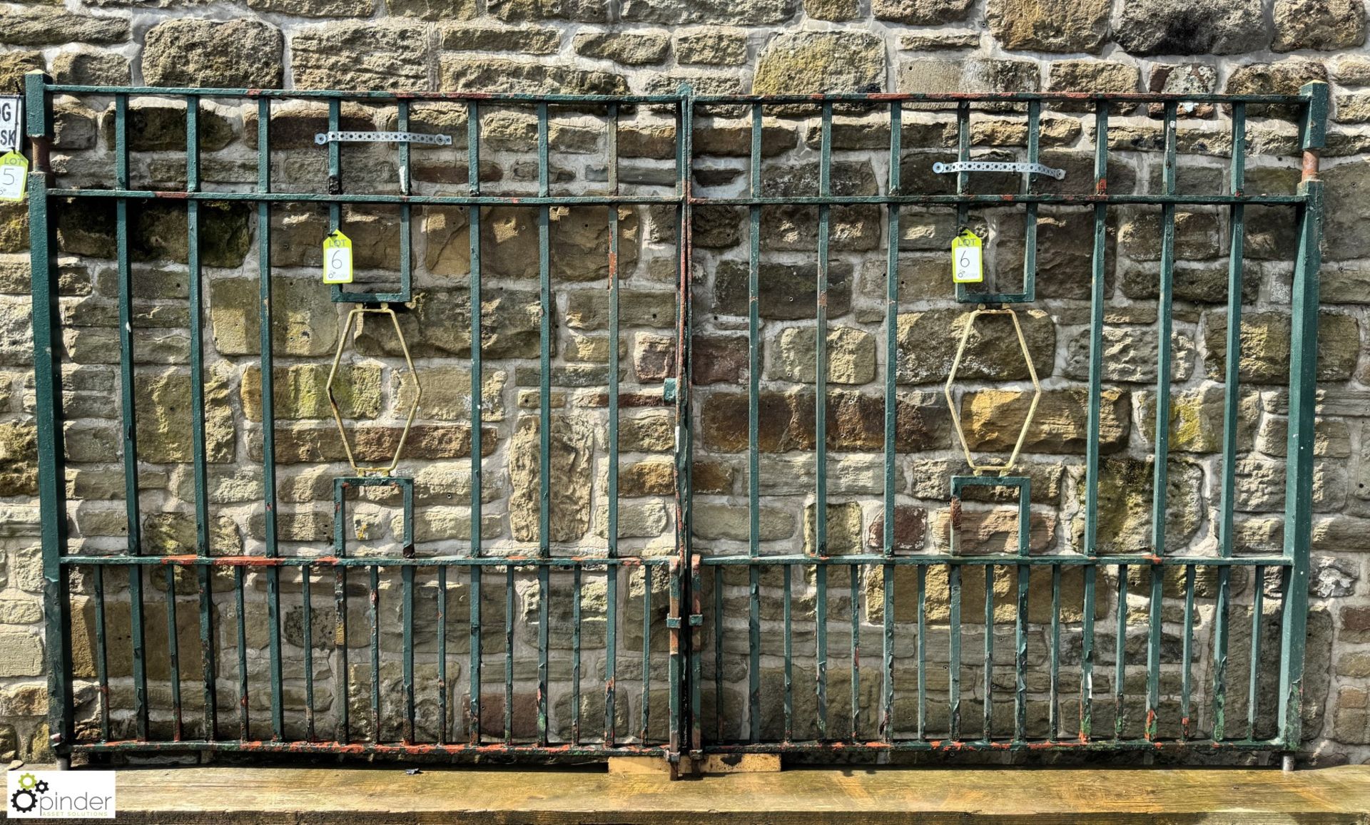 A pair Art Deco blacksmith made wrought iron Chapel Gates, approx. 62in x 115in long, circa 1920s