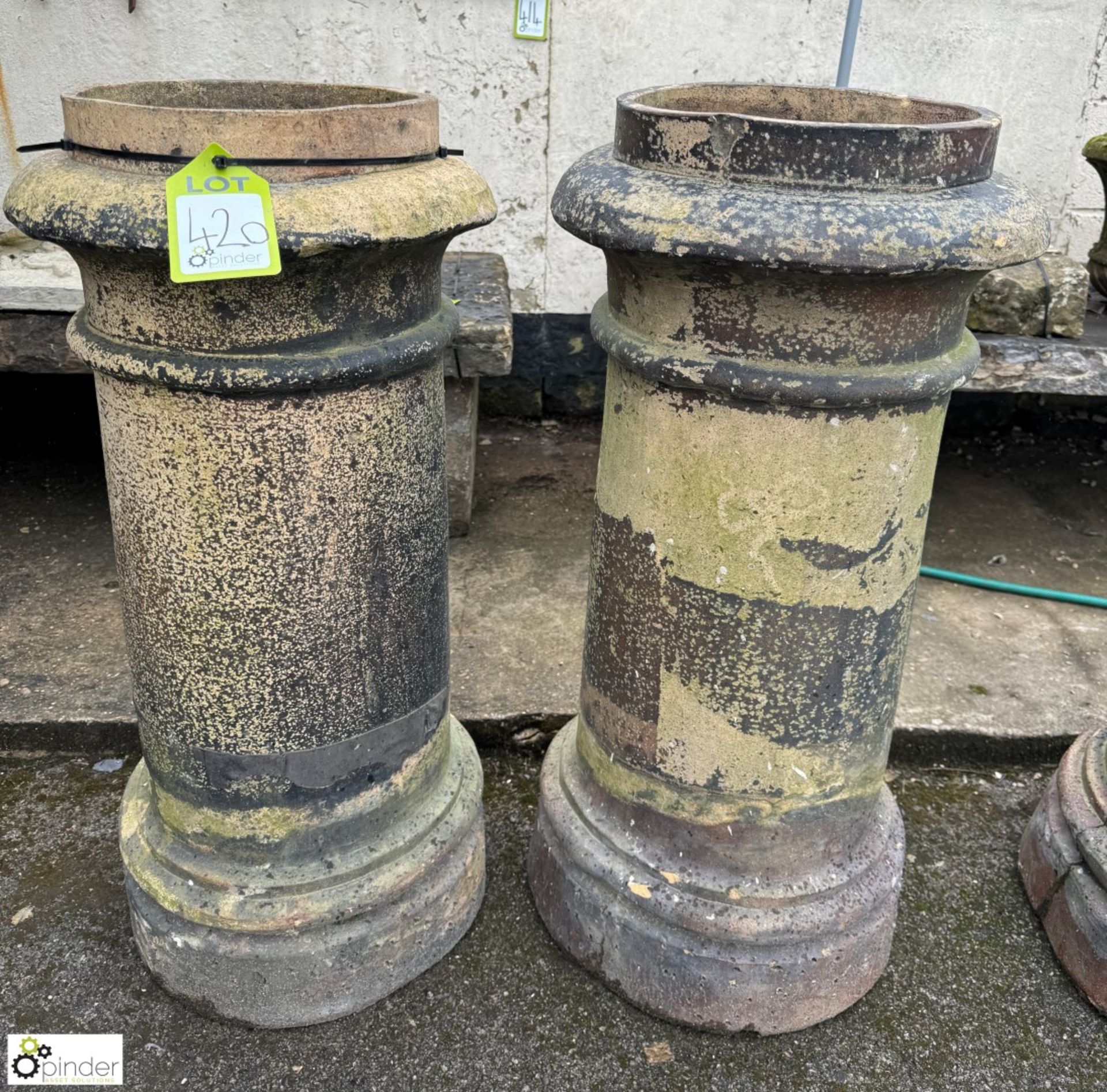 A pair Georgian terracotta round Chimney Pots, approx. 33in x 16in diameter