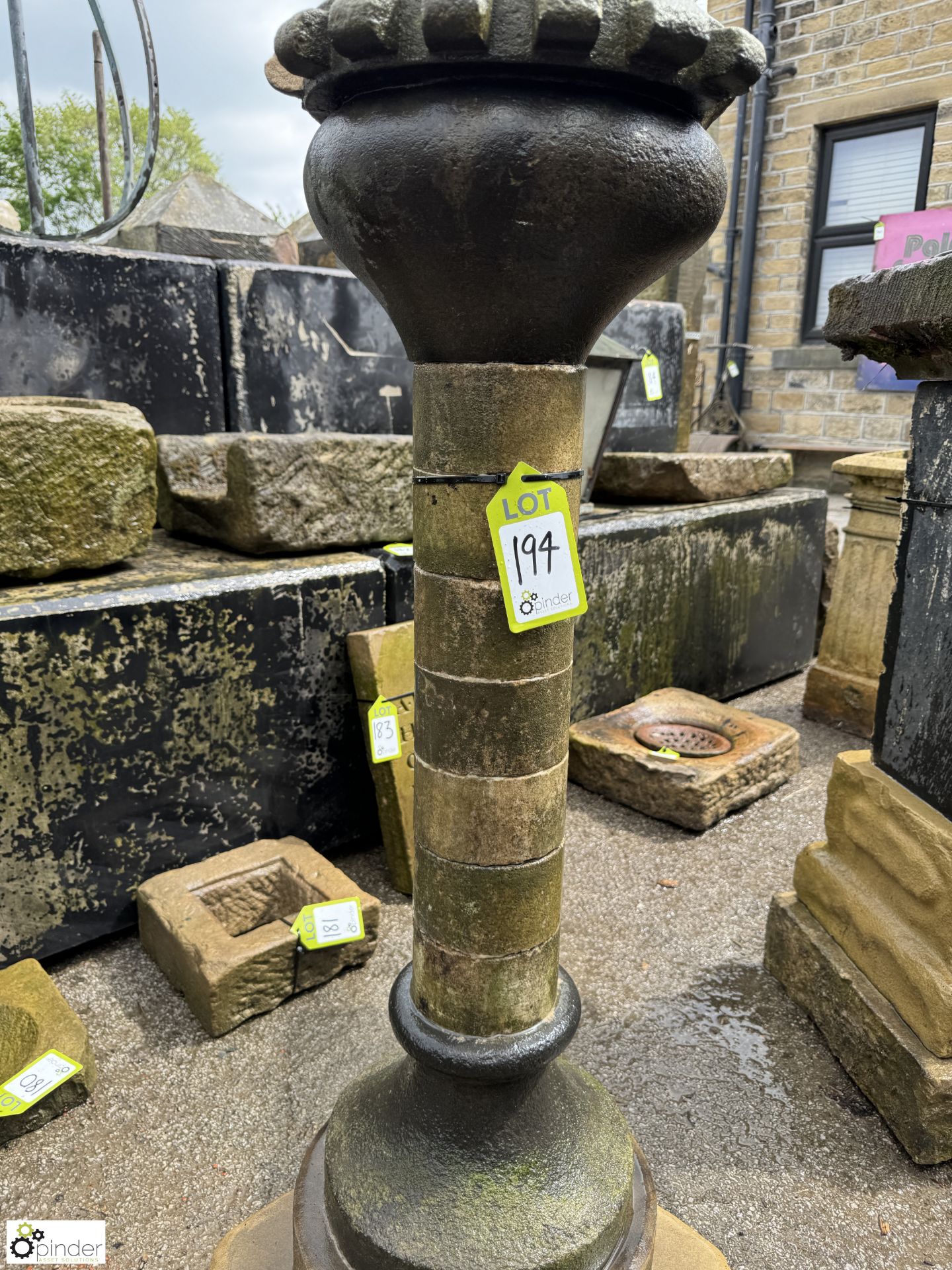 A Yorkshire stone round 5-tier decorative Sundial Plinth, with original Victorian bronze sundial - Image 7 of 9