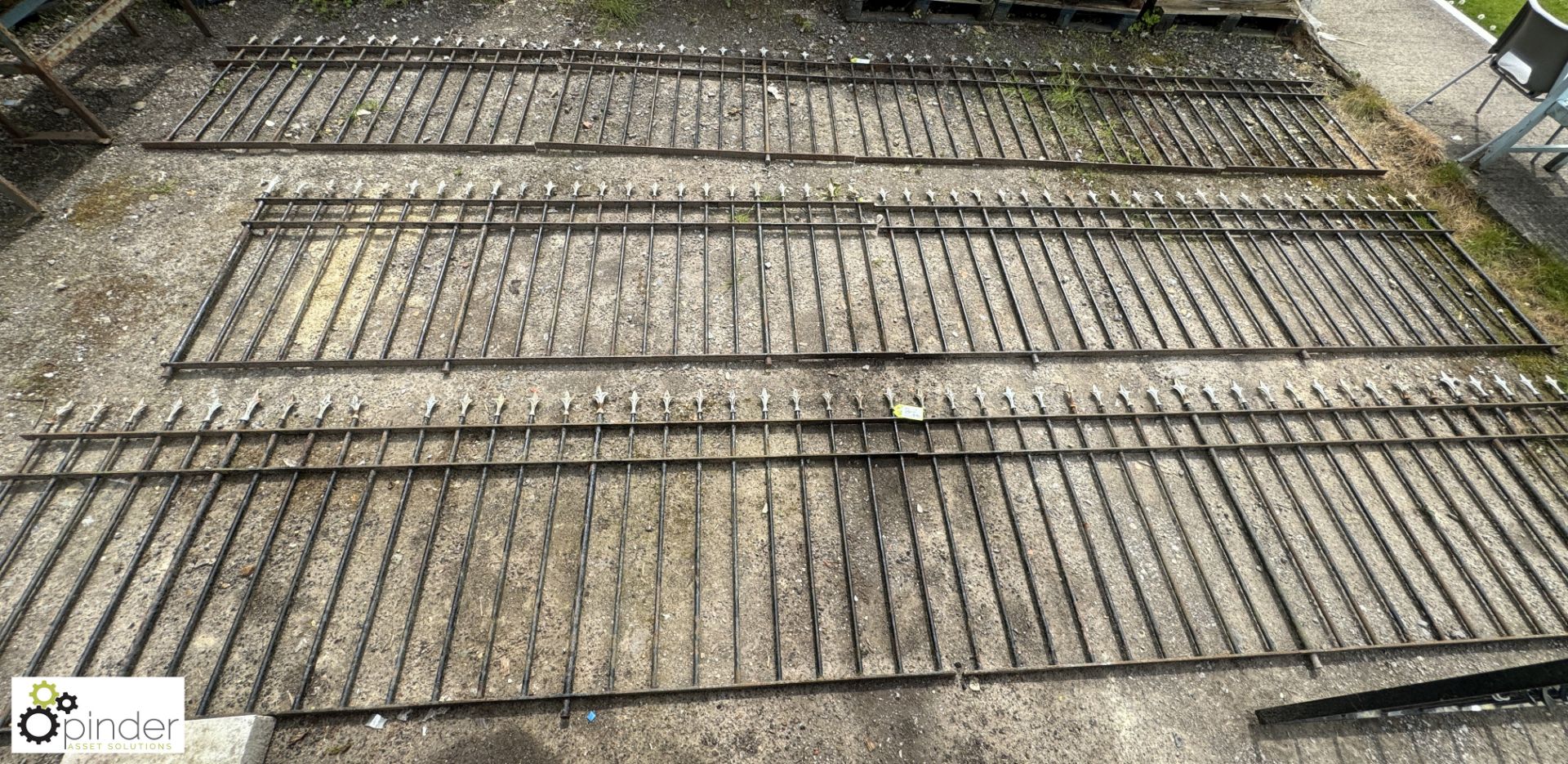 A run approx. 62ft of reclaimed wrought iron Railings, with decorative arrow tops, approx. 40in