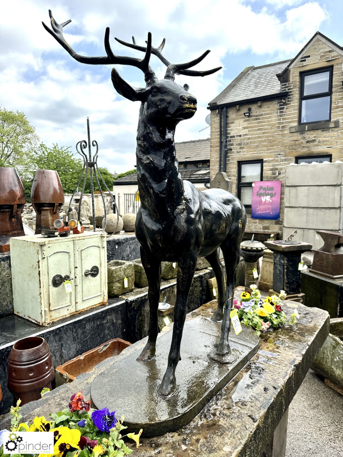 An impressive large cast iron Stag Garden Statue, with 6-point antlers, approx. 58in x 40in, circa - Image 2 of 7