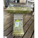 A reconstituted stone Balustrade with original bronze sundial plate, approx. 23in, circa mid to late