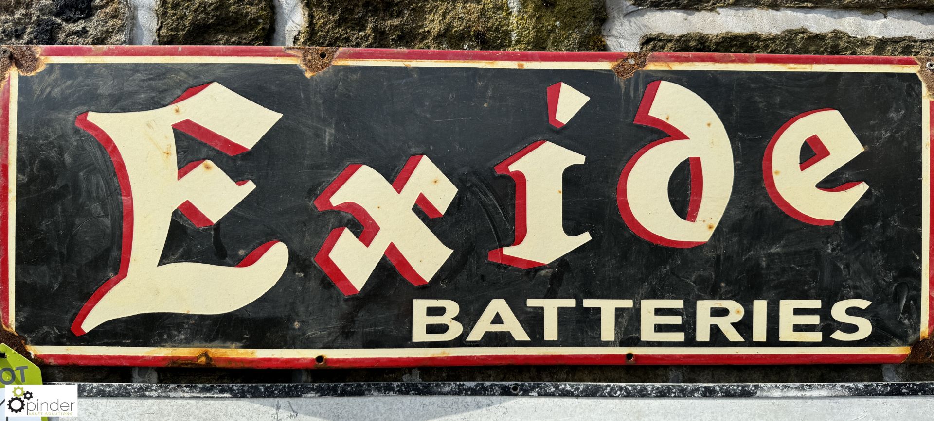 A vintage enamel Sign “Exide Batteries”, approx. 12in x 12in x 36in, circa 1920 to 1940s - Image 2 of 3